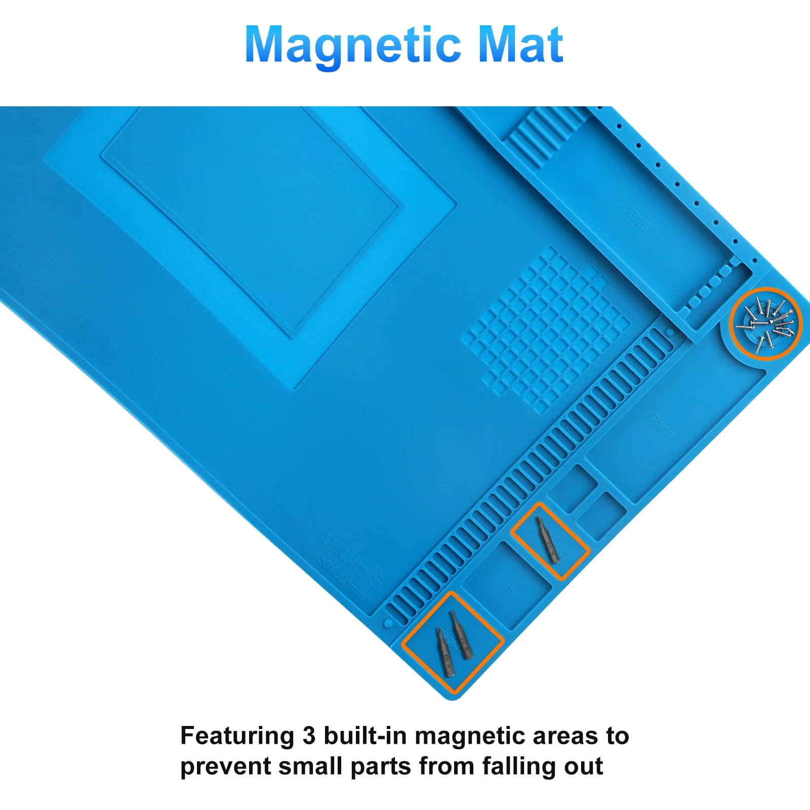 STREBITO Silicone Soldering Mat Electronics Mat, Solder Pad Heat Resistant 932°F, Magnetic Work Mat Silicone Repair Mat for Soldering, Computer, Laptop, Cell Phone, RC, Watch, Gun, Size 17.7" x 11.8" S-450 - Image 4
