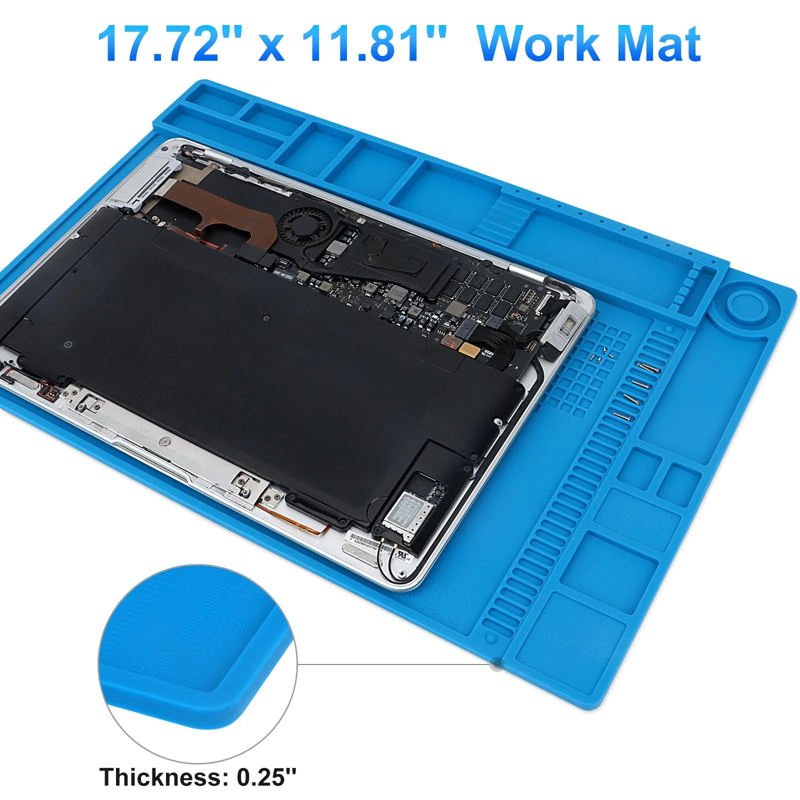 STREBITO Silicone Soldering Mat Electronics Mat, Solder Pad Heat Resistant 932°F, Magnetic Work Mat Silicone Repair Mat for Soldering, Computer, Laptop, Cell Phone, RC, Watch, Gun, Size 17.7" x 11.8" S-450 - Image 5
