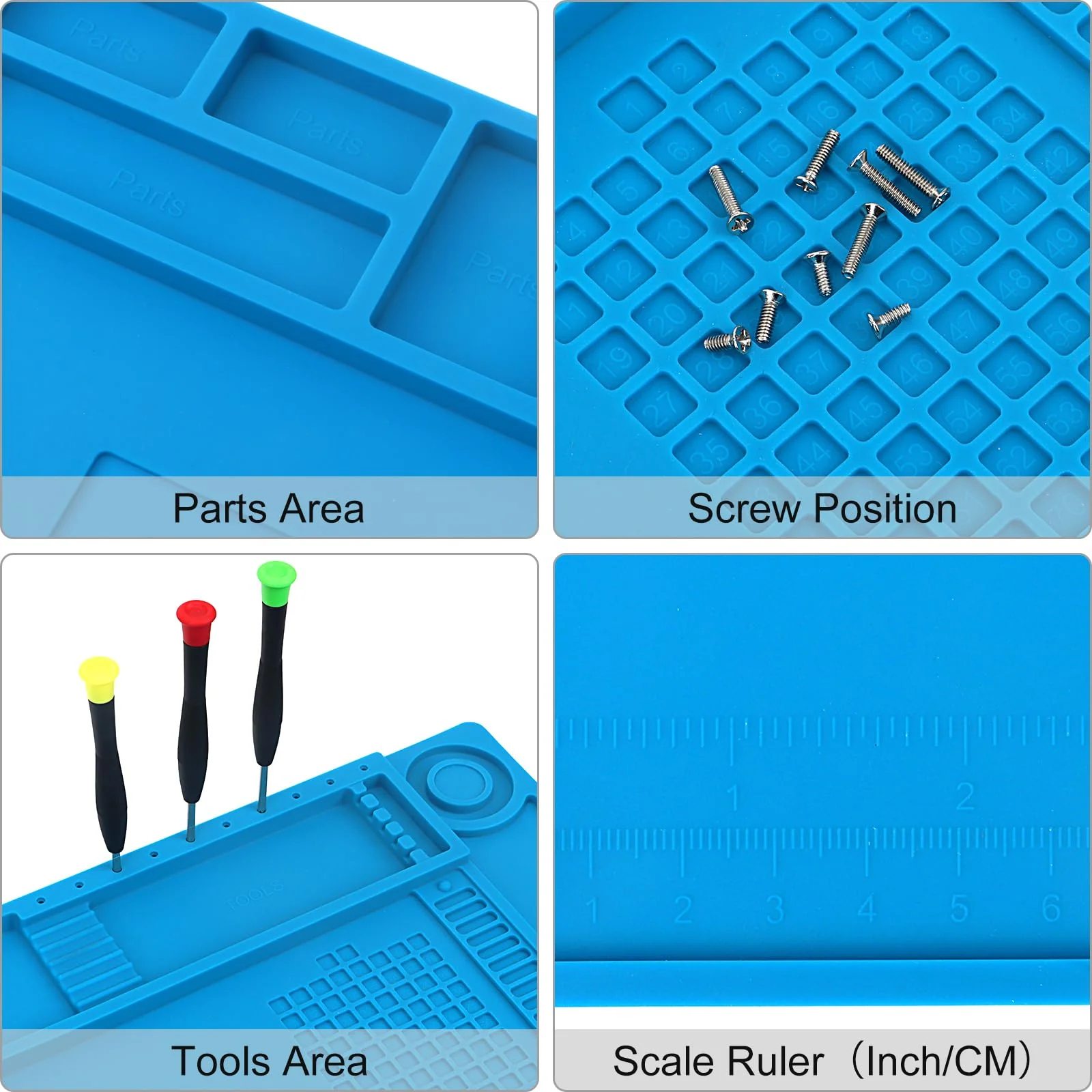 STREBITO Silicone Soldering Mat Electronics Mat, Solder Pad Heat Resistant 932°F, Magnetic Work Mat Silicone Repair Mat for Soldering, Computer, Laptop, Cell Phone, RC, Watch, Gun, Size 17.7" x 11.8" S-450 - Image 6