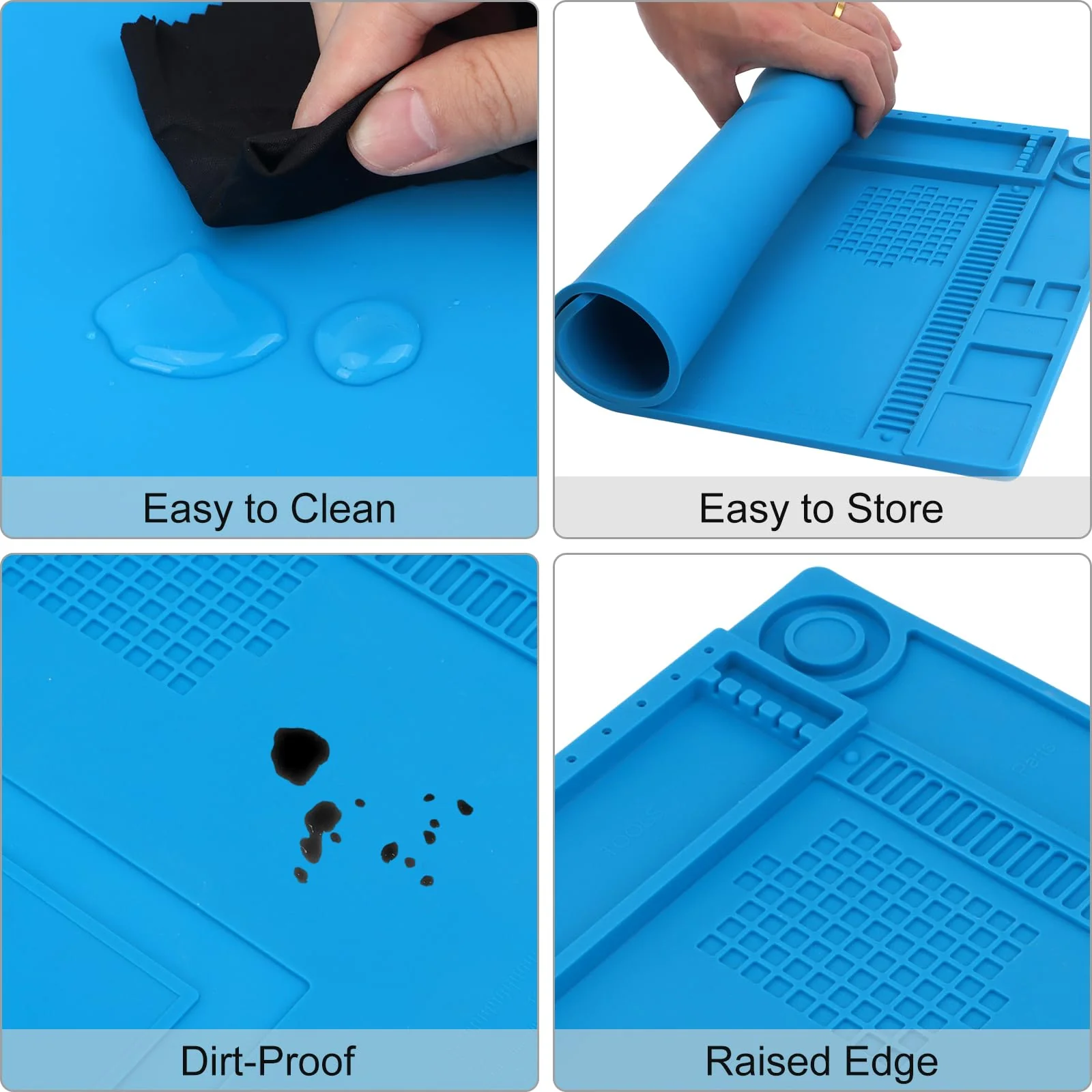 STREBITO Silicone Soldering Mat Electronics Mat, Solder Pad Heat Resistant 932°F, Magnetic Work Mat Silicone Repair Mat for Soldering, Computer, Laptop, Cell Phone, RC, Watch, Gun, Size 17.7" x 11.8" S-450 - Image 7