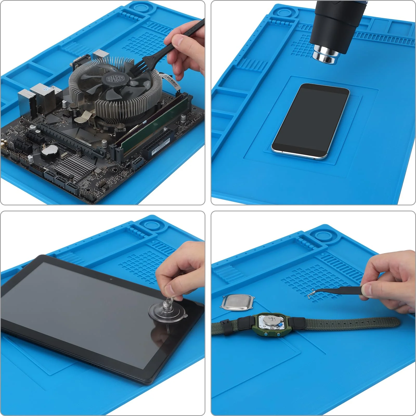 STREBITO Silicone Soldering Mat Electronics Mat, Solder Pad Heat Resistant 932°F, Magnetic Work Mat Silicone Repair Mat for Soldering, Computer, Laptop, Cell Phone, RC, Watch, Gun, Size 17.7" x 11.8" S-450 - Image 8