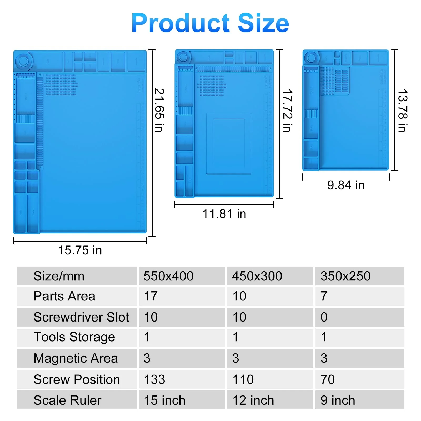 STREBITO Silicone Soldering Mat Electronics Mat, Solder Pad Heat Resistant 932°F, Magnetic Work Mat Silicone Repair Mat for Soldering, Computer, Laptop, Cell Phone, RC, Watch, Gun, Size 17.7" x 11.8" S-450 - Image 9