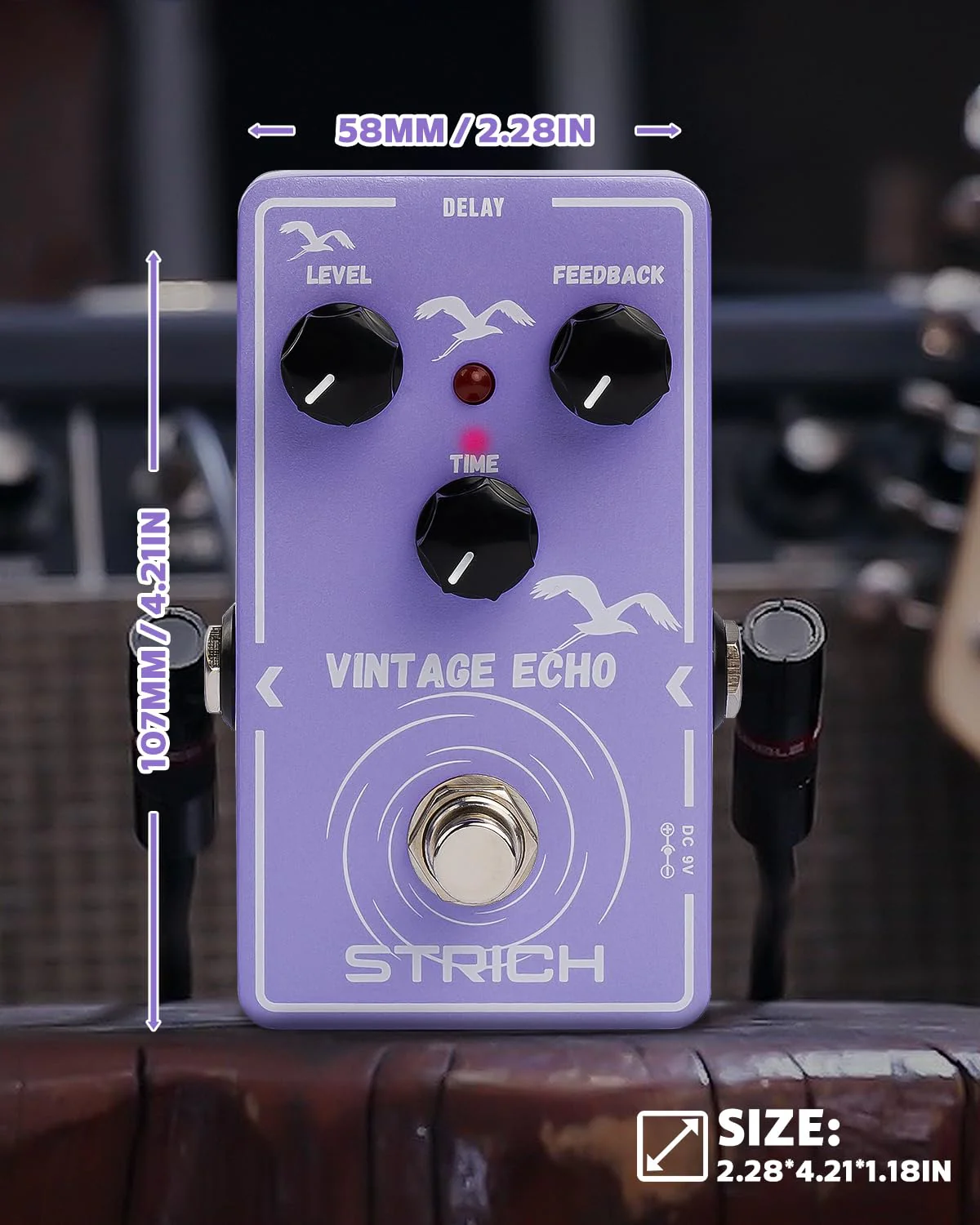 STRICH Delay Guitar Pedal, Analog Delay Guitar Effect Pedal Vintage, True Bypass for Electric Guitar, VINTAGE ECHO, Light Purple Light Purple Delay - Image 6