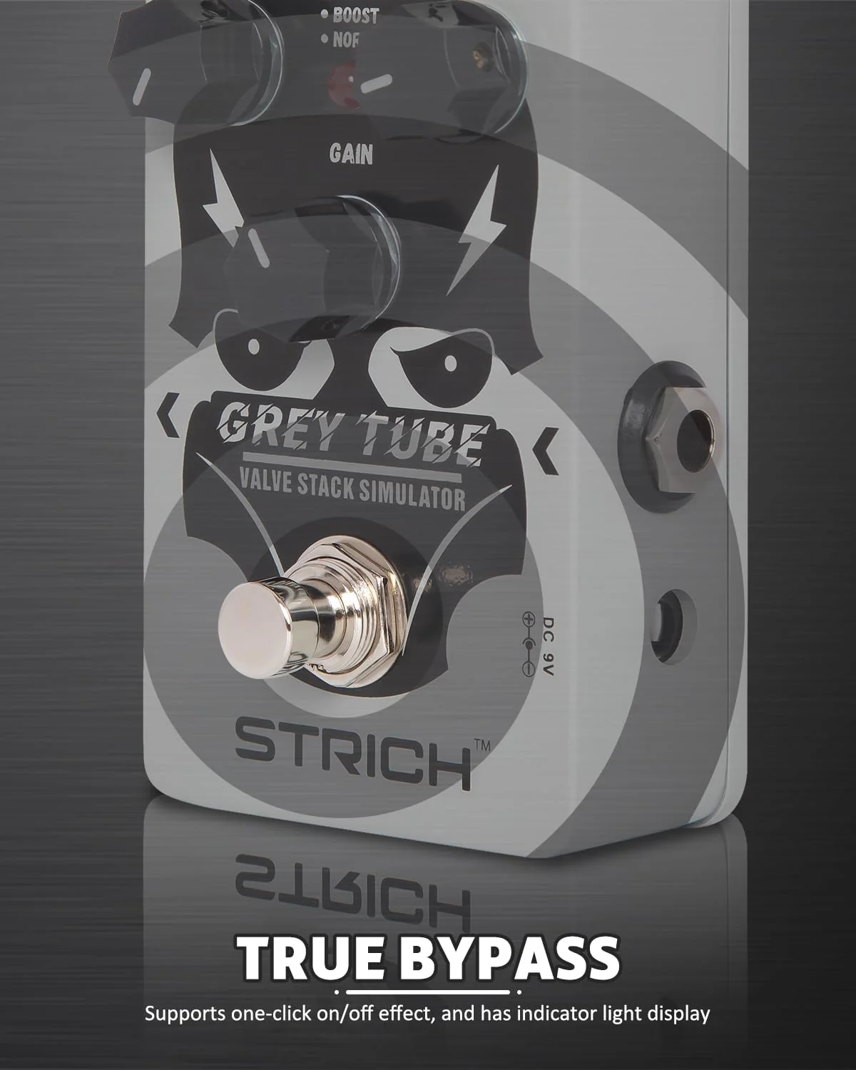 STRICH GREY TUBE Distortion Guitar Pedal, Distortion 3 Modes Fat, Boost, Normal Classic Crunch 80s Metal/Nu Metal, True Bypass for Electric Guitar, White White Distortion - Image 5