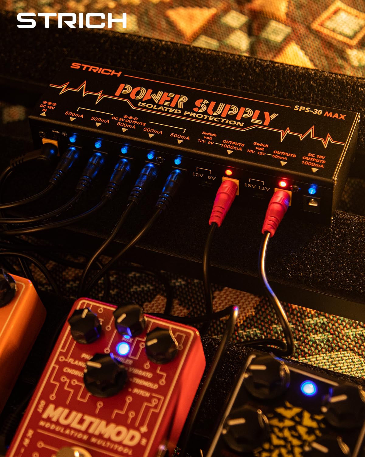 STRICH Guitar Pedal High Power Supply, Pedalboard Power Supply with 8 Totally True Isolated DC 9V/12V/18V Outputs(500mA/1000mA), Power Supply for Power-hungry Effect Pedal, Noiselessly, SPS-30 MAX - Image 7