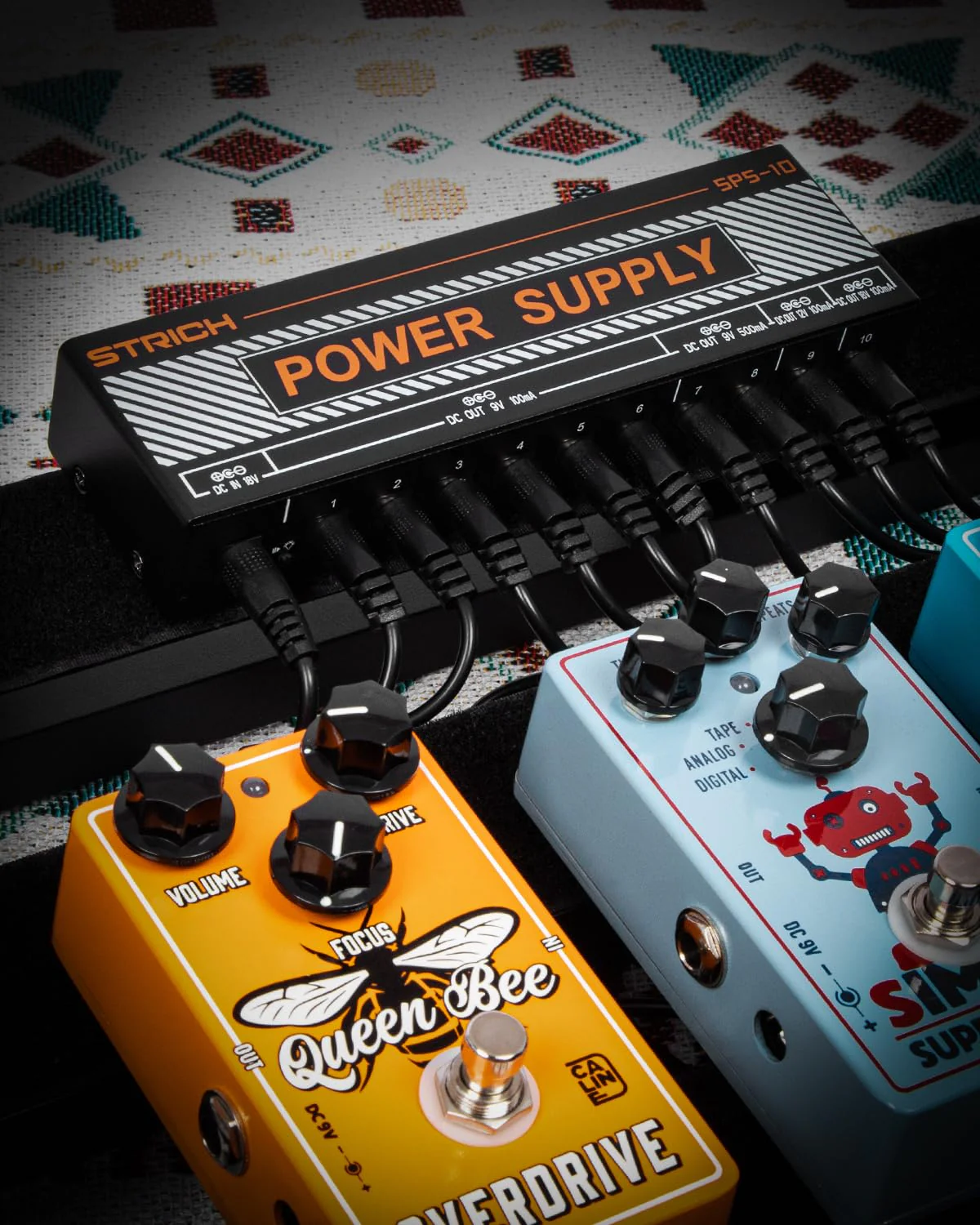 STRICH Guitar Pedal Power Supply, 10 Isolated DC Output for 9V/12V/18V Effect Pedal, 100mA 500mA Pedalboard Power Supply with Short Circuit Protection, Noise Reduction Circuit Design, SPS-10 - Image 7
