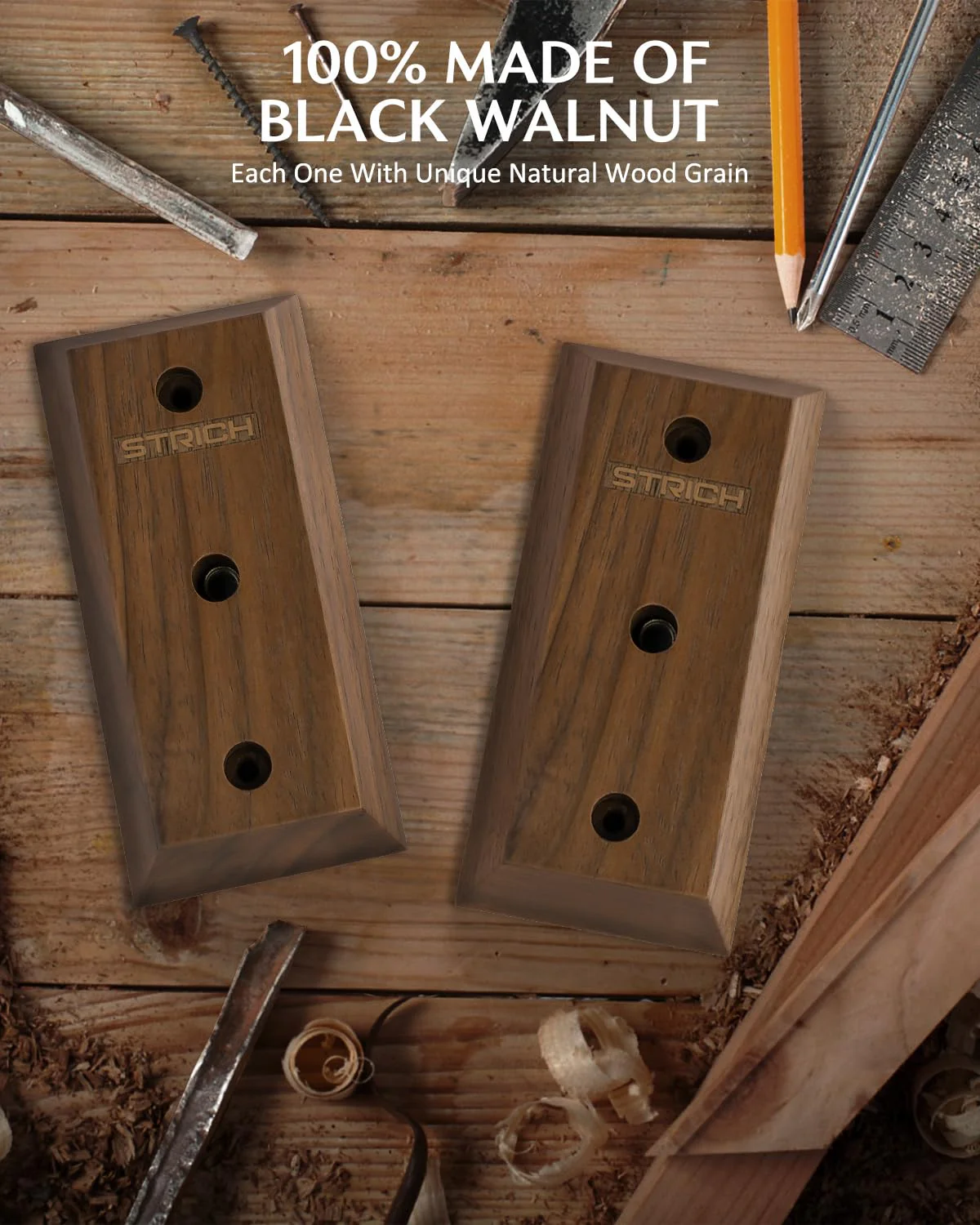 STRICH Guitar Wall Mount,Walnut Base Guitar Hanger,U-Shaped Hanger Mount with Screws, Guitar Holder Hook Stand Wall for Acoustic, Electric Guitar, Banjo, Bass(3-Pack) - Image 3