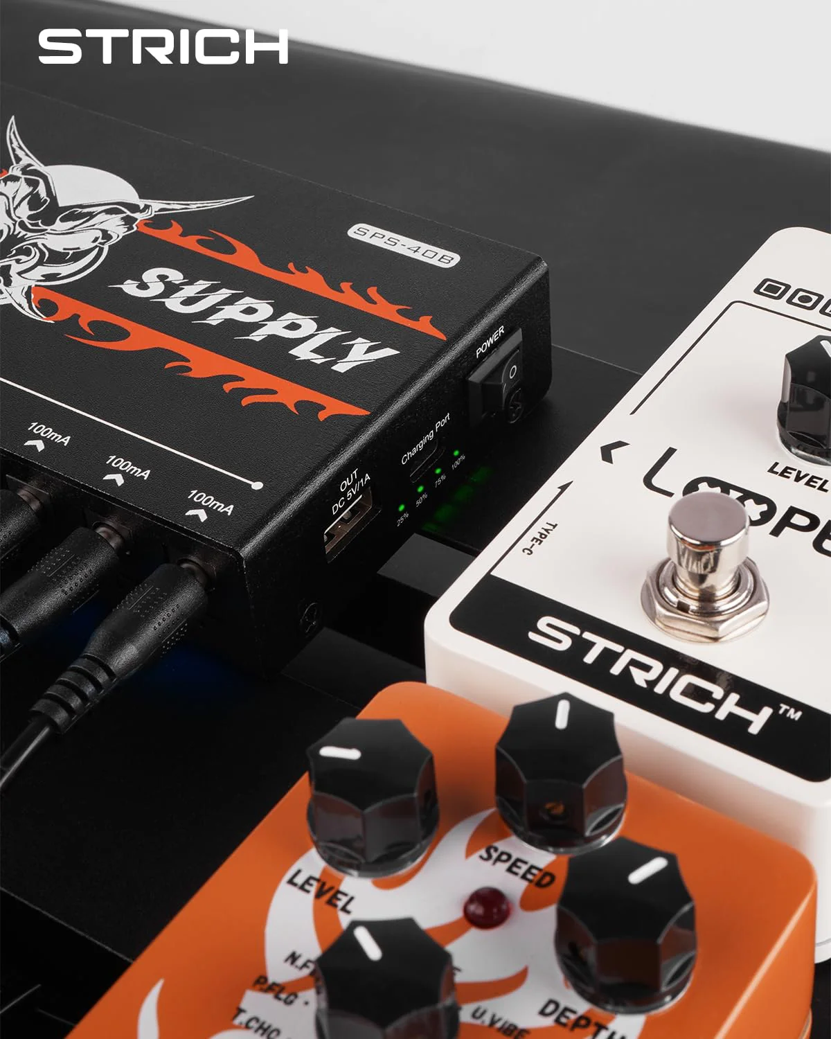 STRICH SPS-40B Pedal Power Supply with Built-in 10000mAh 10 Outputs DC 9V (2x300mA, 8x100mA) Jacks for Guitar Bass Pedals, Rechargeable Battery Guitar Effect Pedal Power, 5V/1A USB Port, Noiselessly - Image 8