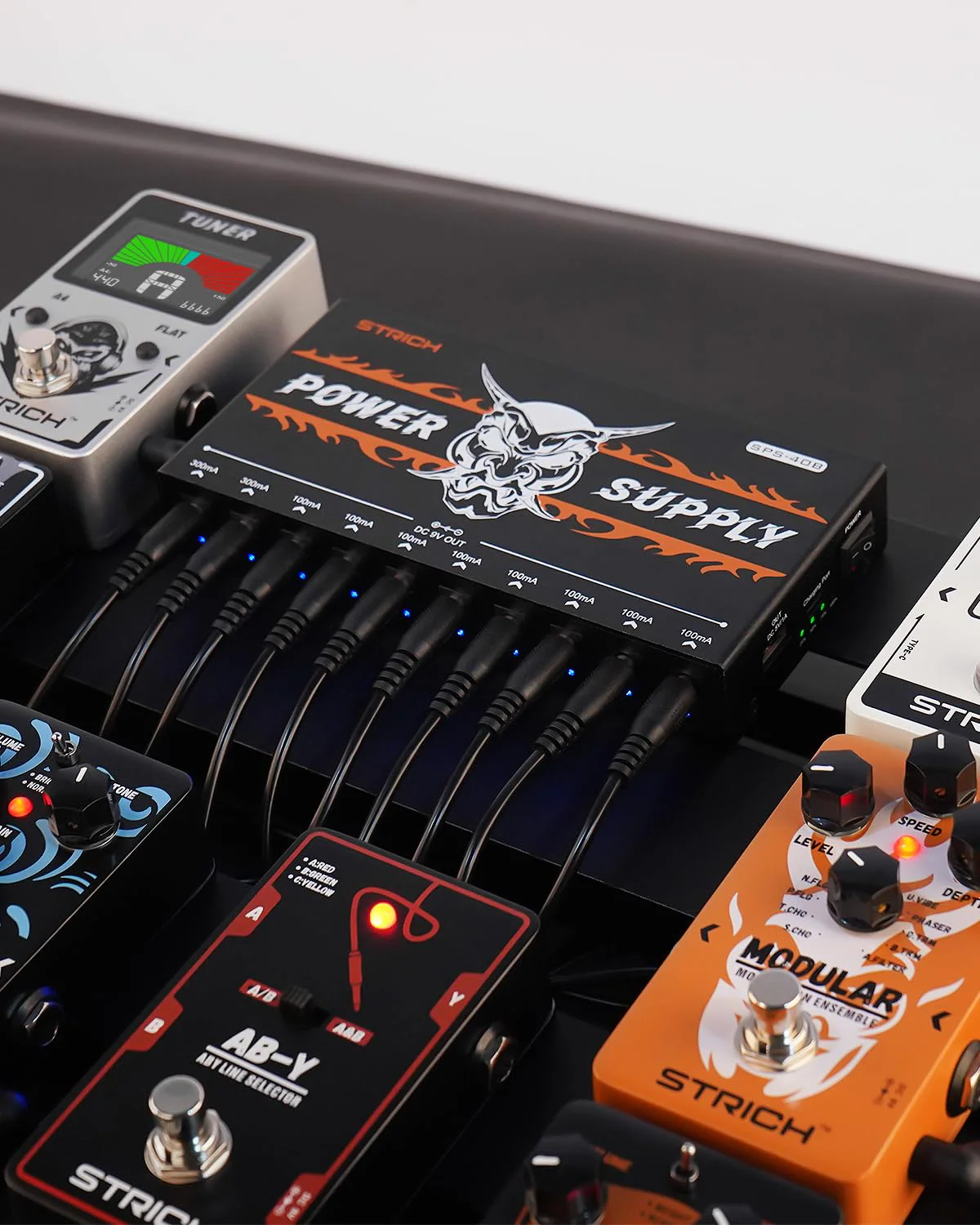 STRICH SPS-40B Pedal Power Supply with Built-in 10000mAh 10 Outputs DC 9V (2x300mA, 8x100mA) Jacks for Guitar Bass Pedals, Rechargeable Battery Guitar Effect Pedal Power, 5V/1A USB Port, Noiselessly - Image 9