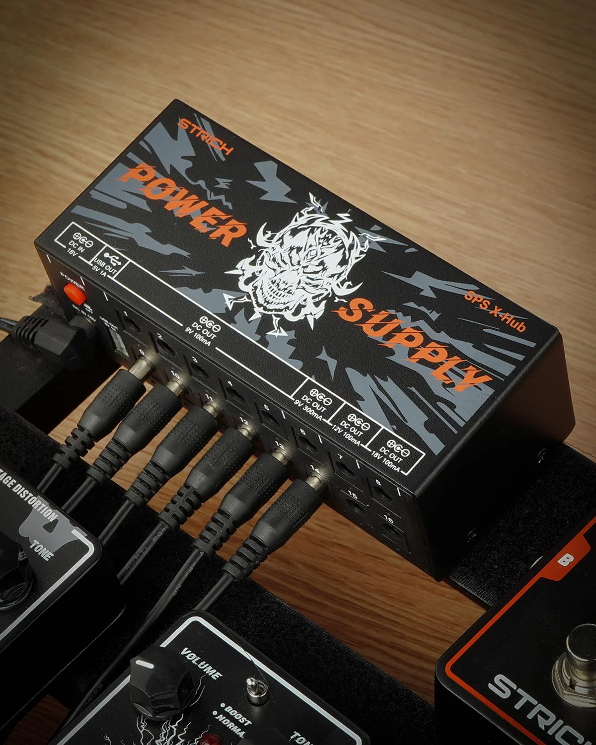 STRICH SPS X-Hub Guitar Pedal Power Supply for 9V/12V/18V, 100mA - 300mA Effects Pedals, 16 Independent Outputs, Short-circuit protection and noiseless, 5V 1A USB Port Supports Mobile Devices, Tablets - Image 8
