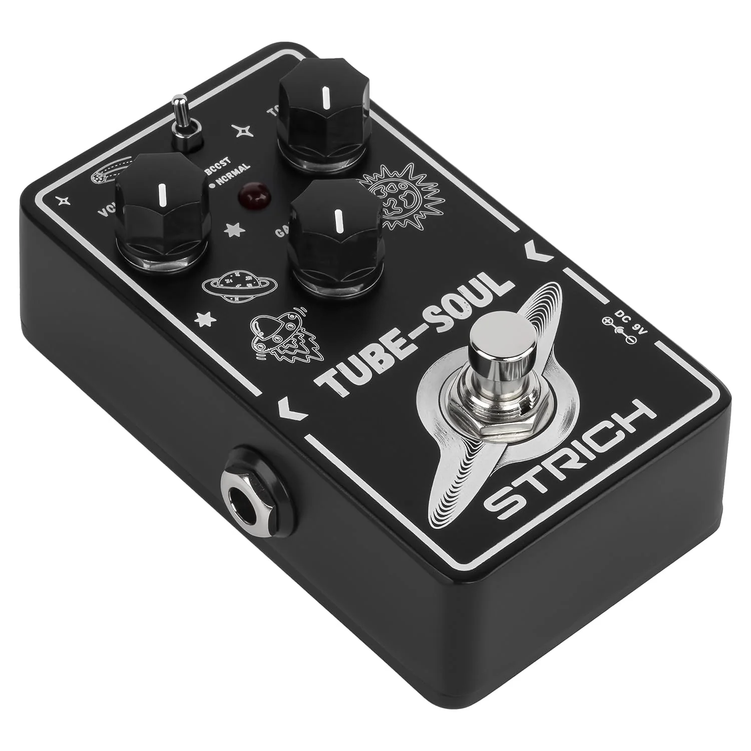 STRICH TUBE SOUL Tube Overdrive Distortion Pedal for Electric Guitar, Compact Mini Single Unit, True Bypass, 3 Control Knobs, Volume, Tone, Gain, Dual Modes, Boost, Normal, 9V DC, Black and White Black and White Overdrive Distortion - Image 8