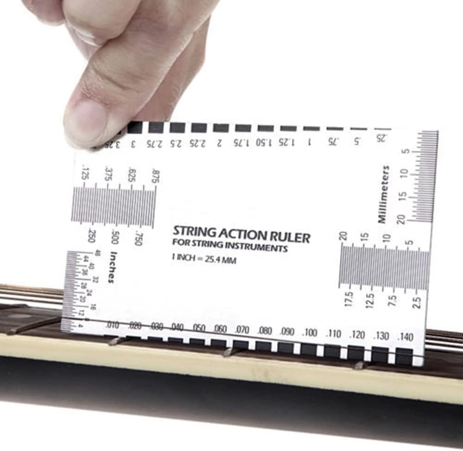 String Action Gauge Ruler, Guitar Height Gauge Set Up Tool for Electric Bass and Acoustic Guitar - Image 2