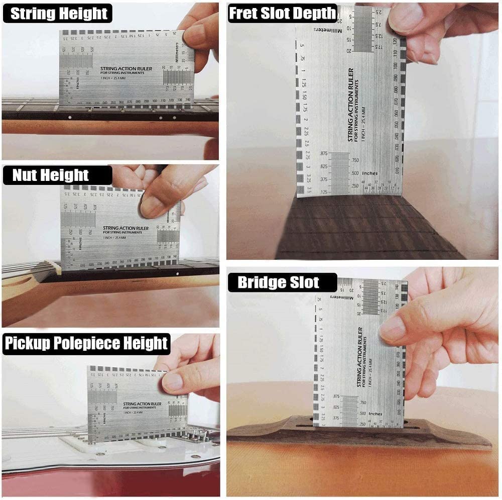 String Action Gauge Ruler, Guitar Height Gauge Set Up Tool for Electric Bass and Acoustic Guitar - Image 4