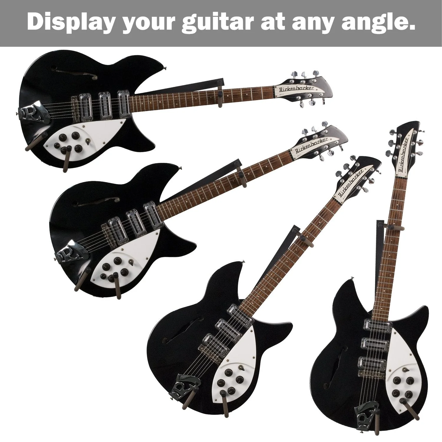 String Swing Horizontal Guitar Holder for Narrow Bodied Instruments For Flat Wall Standard Profile Electric or Narrow Body - Image 3