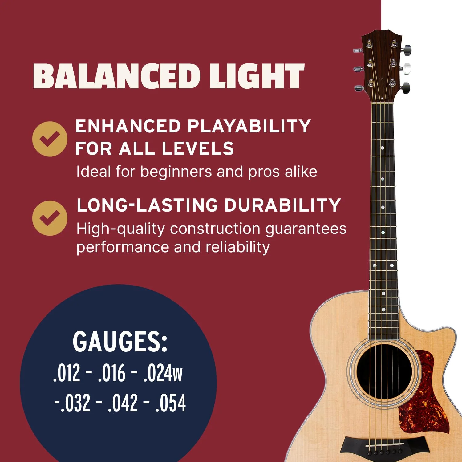 Stringjoy Balanced Light Gauge Brights 80/20 Bronze Acoustic Guitar Strings 12-54, BB1254, Vibrant Tone & Optimal Playability, Acoustic 6 String Set, 2-Pack 12-54 Light Gauge - Image 4