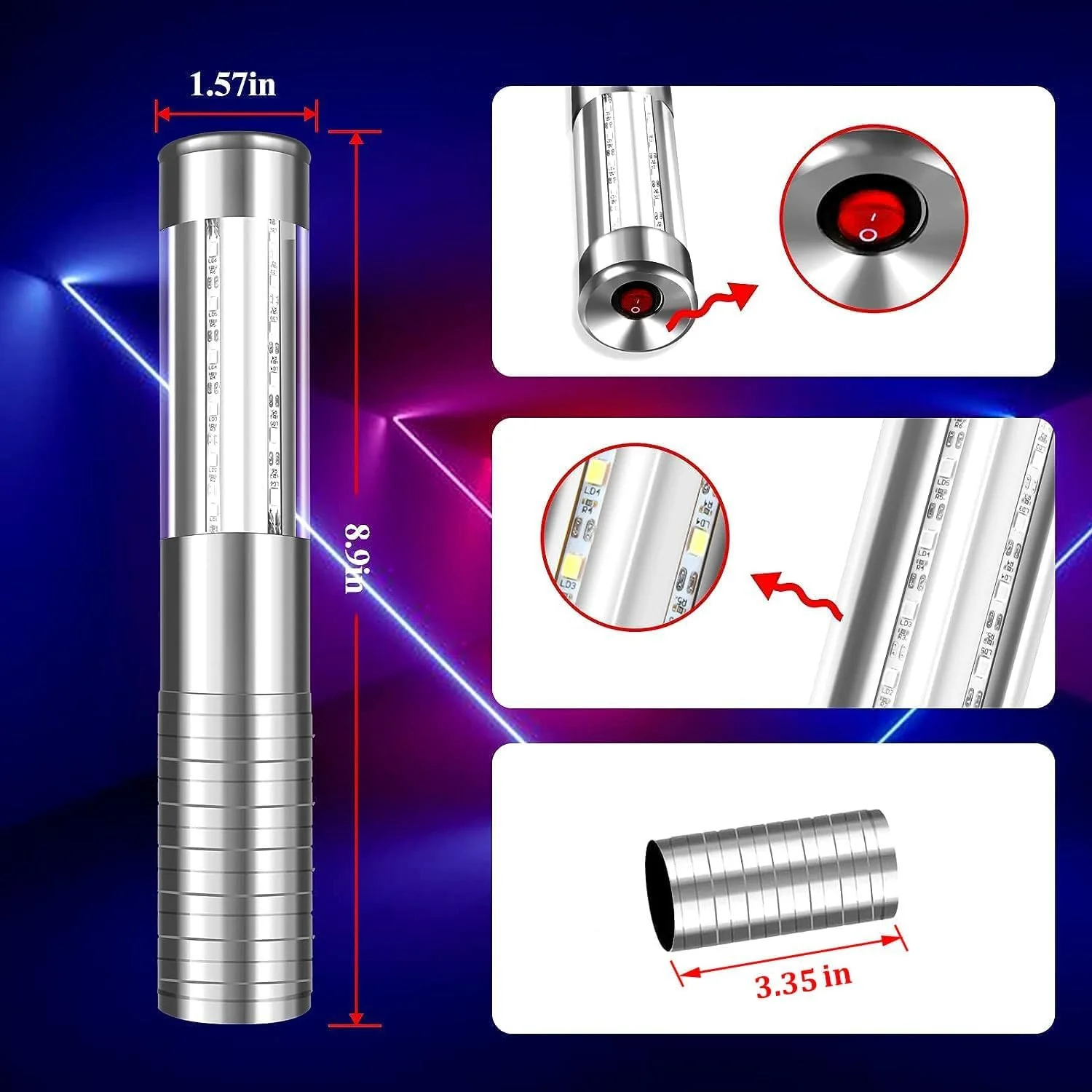 Strobe Baton Light,Stage Handheld Light,Champagne Bottle Sparklers, Recharge led Bottle Service Lights - for Bar Club Birthday Weddings Parties (Sliver 4 PC) - Image 3