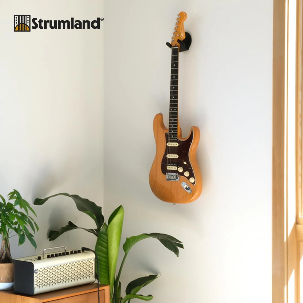 Strumland Guitar Wall Mount – Premium Guitar Hanger for Acoustic, Electric & Classical Guitars, USA-Made Steel Hook with Swiveling Fit, Modern Wall Display, Soft-Safe Cradle, Hidden Mount (Black) Black - Image 8