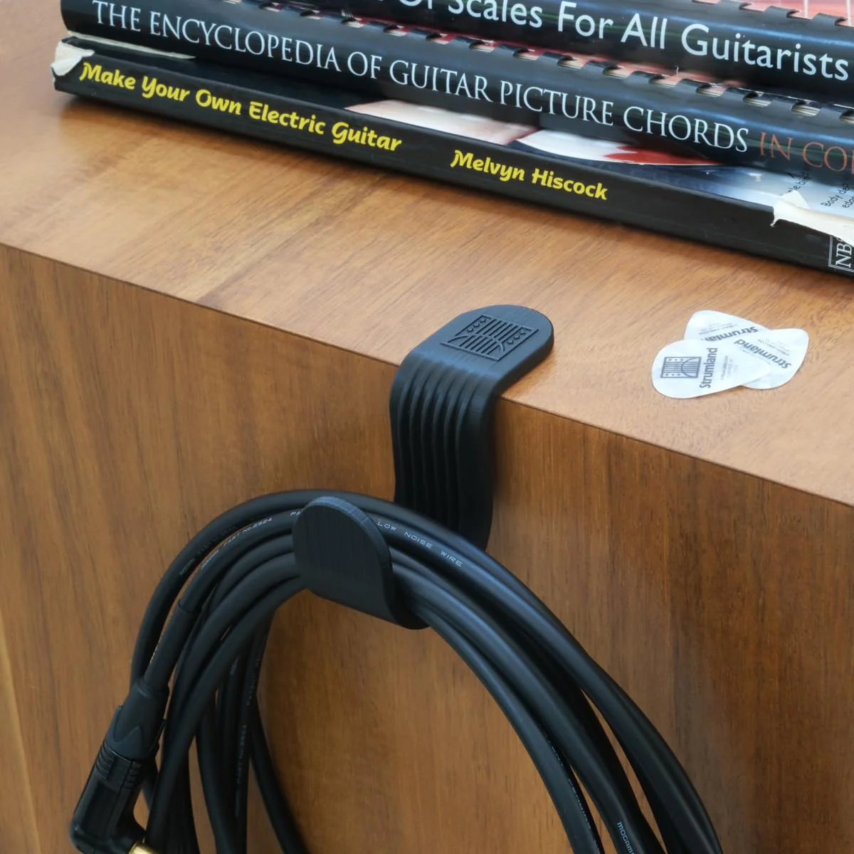 Strumland Music Cable Organizer Set (2-Pack) – Peel-and-Stick Cable Hooks for Guitar, Instrument, and Studio Cables, Adhesive Backing for Desks, Amps, & Surfaces (Black) Black - Image 5