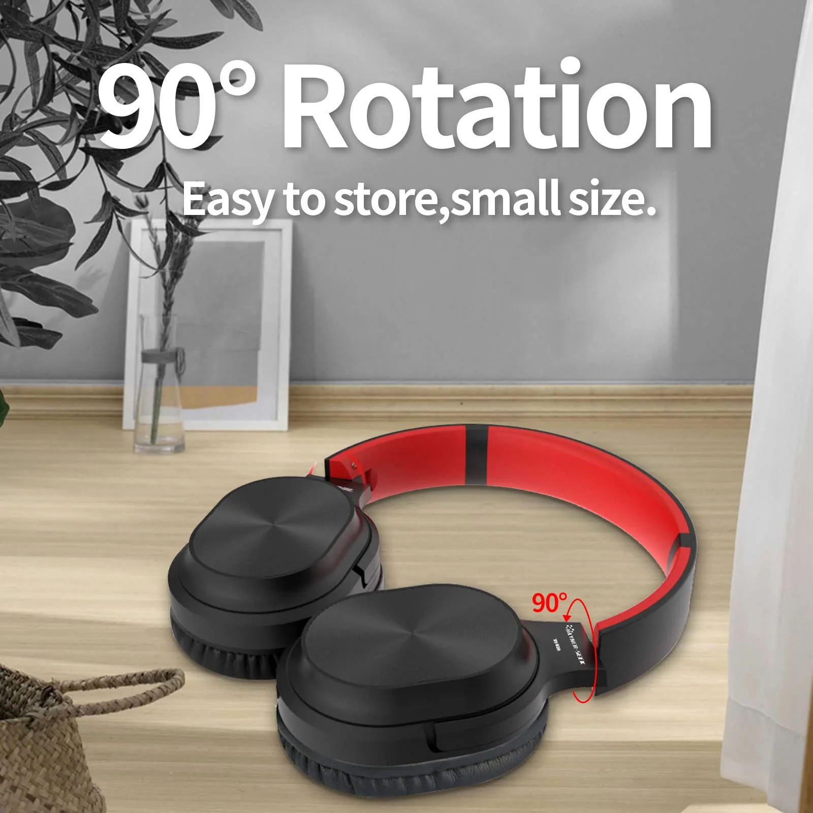 Studio Headphones with Microphone Over Ear Stereo Monitoring Closed Headphones for PC, Phone, Chatting, Music, DJ, Podcast (Classical Black-Red) Red-Black - Image 2