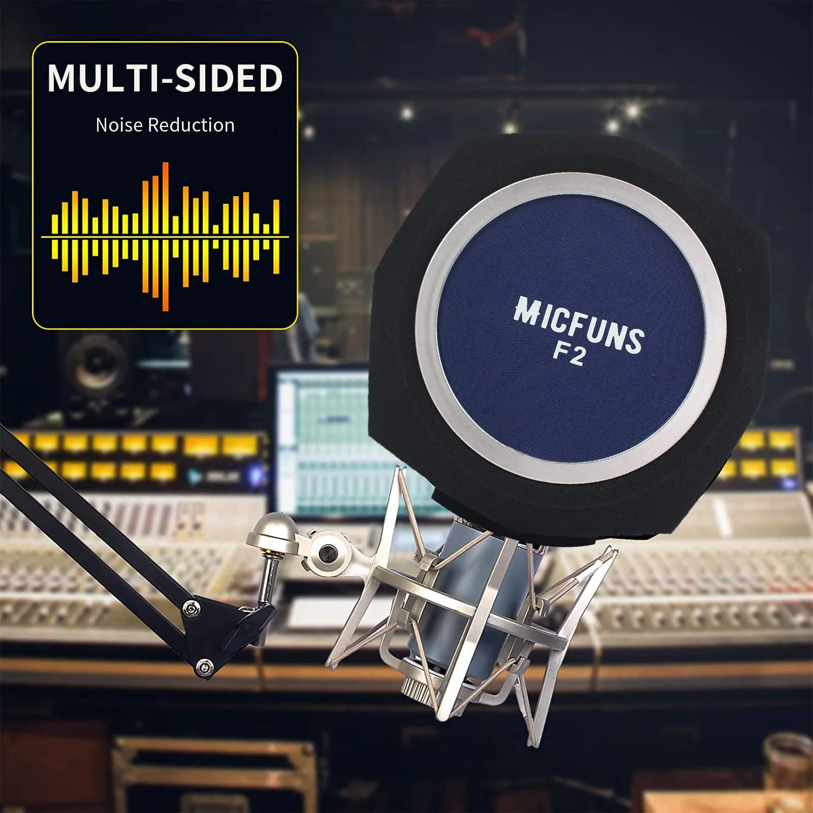 Studio Microphone windscreen F3 Microphone Wind Shield Pop Filter for 1.77 inch-2.36 inch Vocal Isolation Booth Portable Studio Equipment, soundproof Cover（Blue） blue - Image 4