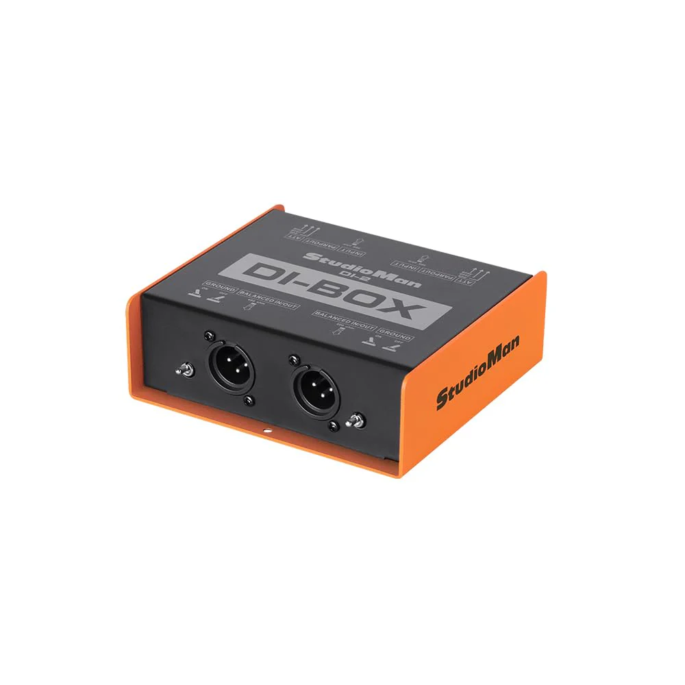 StudioMan DI-2 Dual Channel Passive DI Box, 2-Channel Balanced XLR/TRS, Ground Switch per Channel, 50KΩ Input Impedance, Orange/Black for Live/Studio - Image 2