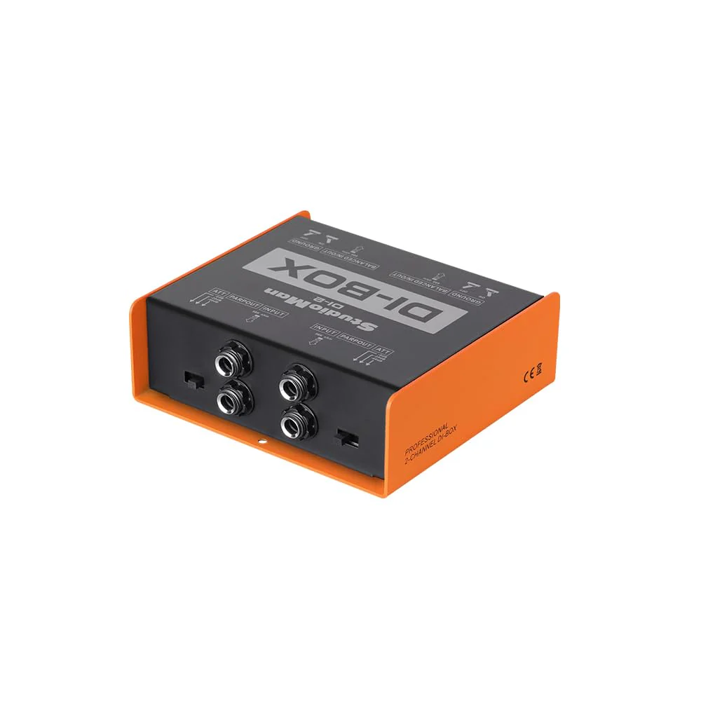 StudioMan DI-2 Dual Channel Passive DI Box, 2-Channel Balanced XLR/TRS, Ground Switch per Channel, 50KΩ Input Impedance, Orange/Black for Live/Studio - Image 3