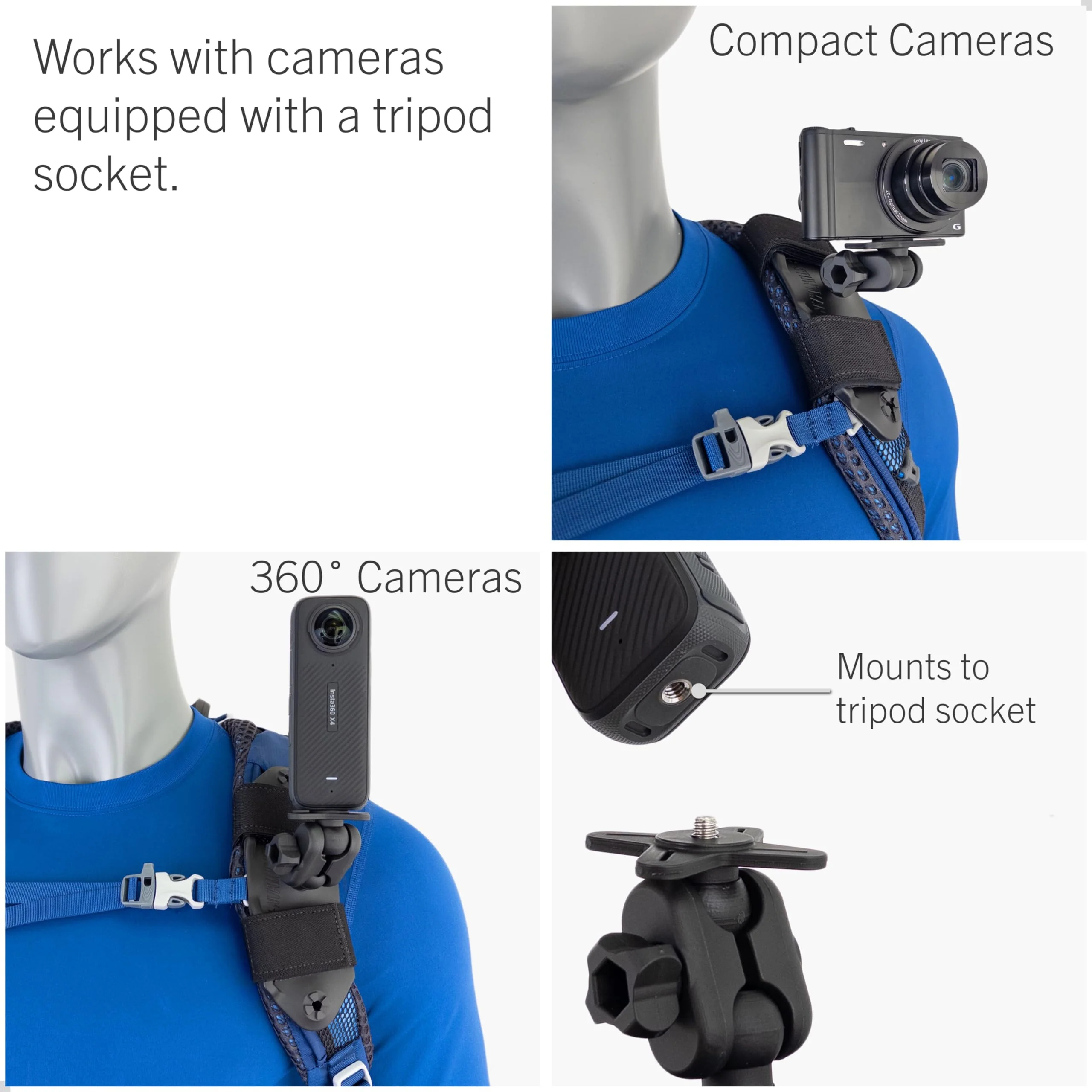 STUNTMAN Pack Mount High-Stability - Backpack Shoulder Strap Mount for Action Cameras with a Tripod Socket - fits Insta360 (X4, X3, X2, ONE RS 1-Inch 360), DJI (Osmo Pocket 3, Pocket 2), and Others - Image 3