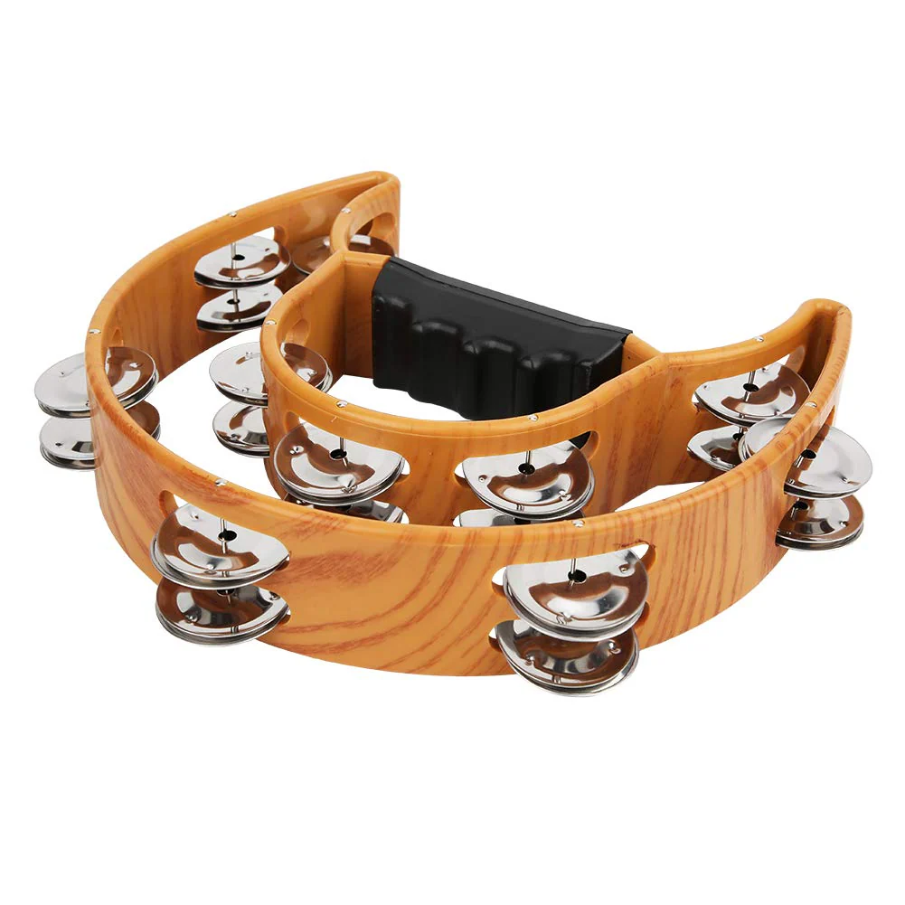 Sturdy Wooden-Style Tambourine with Double Row Jingles & Comfort Grip - Percussion Instrument - Image 8