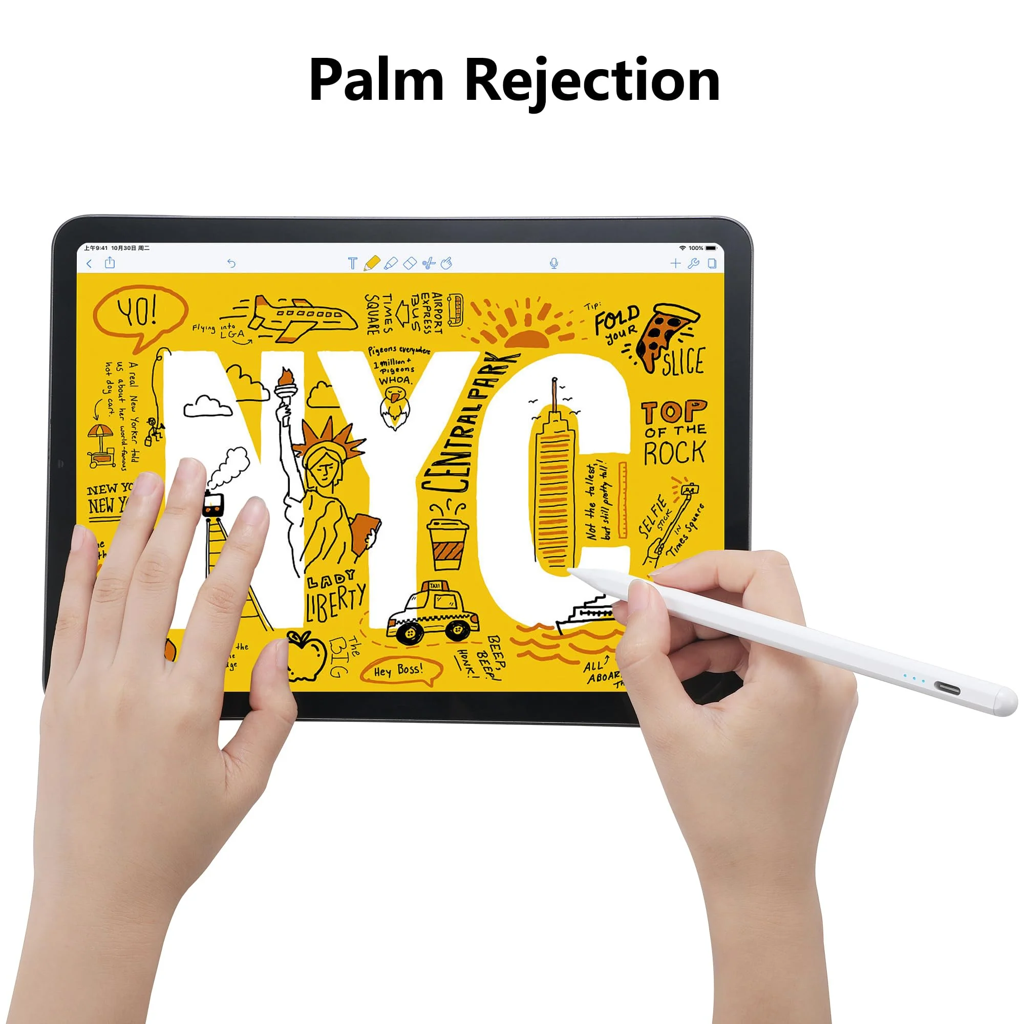 Stylus Pen for iPad 2018-2024 Apple Pencil 1st Generation for iPad 10th 9th 8th 7th 6th Gen, iPad Air 3rd 4th 5th Gen, iPad Pro 11 12.9 13 inch, iPad Mini 5 6, Palm Rejection Tilt Sensitivity (White) White - Image 4