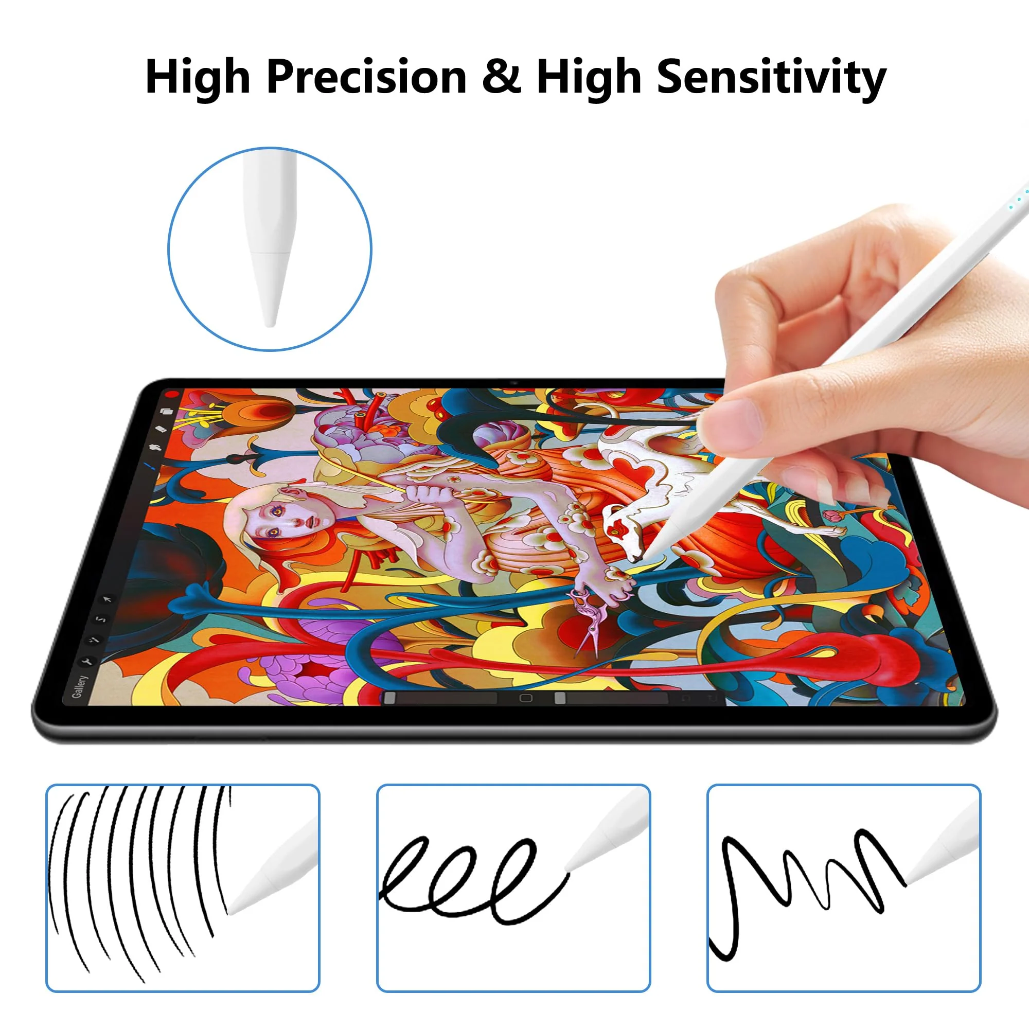 Stylus Pen for iPad 2018-2024 Apple Pencil 1st Generation for iPad 10th 9th 8th 7th 6th Gen, iPad Air 3rd 4th 5th Gen, iPad Pro 11 12.9 13 inch, iPad Mini 5 6, Palm Rejection Tilt Sensitivity (White) White - Image 5