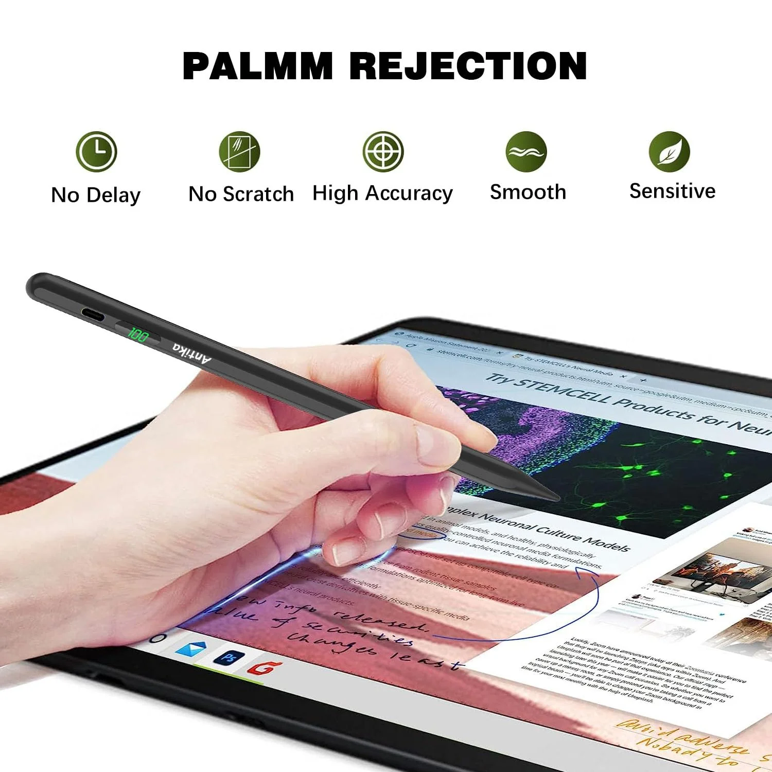 Stylus Pen for iPad Digital iPad Pencil 2NDGen 10 Hour Constant Writing Tilt Sensitivity Palm Rejection Magnetic Pen for iPad Air 3/4/5, iPad Mini 5/6, iPad 6-10 Gen, iPad Pro 11 (Black) Black - Image 4