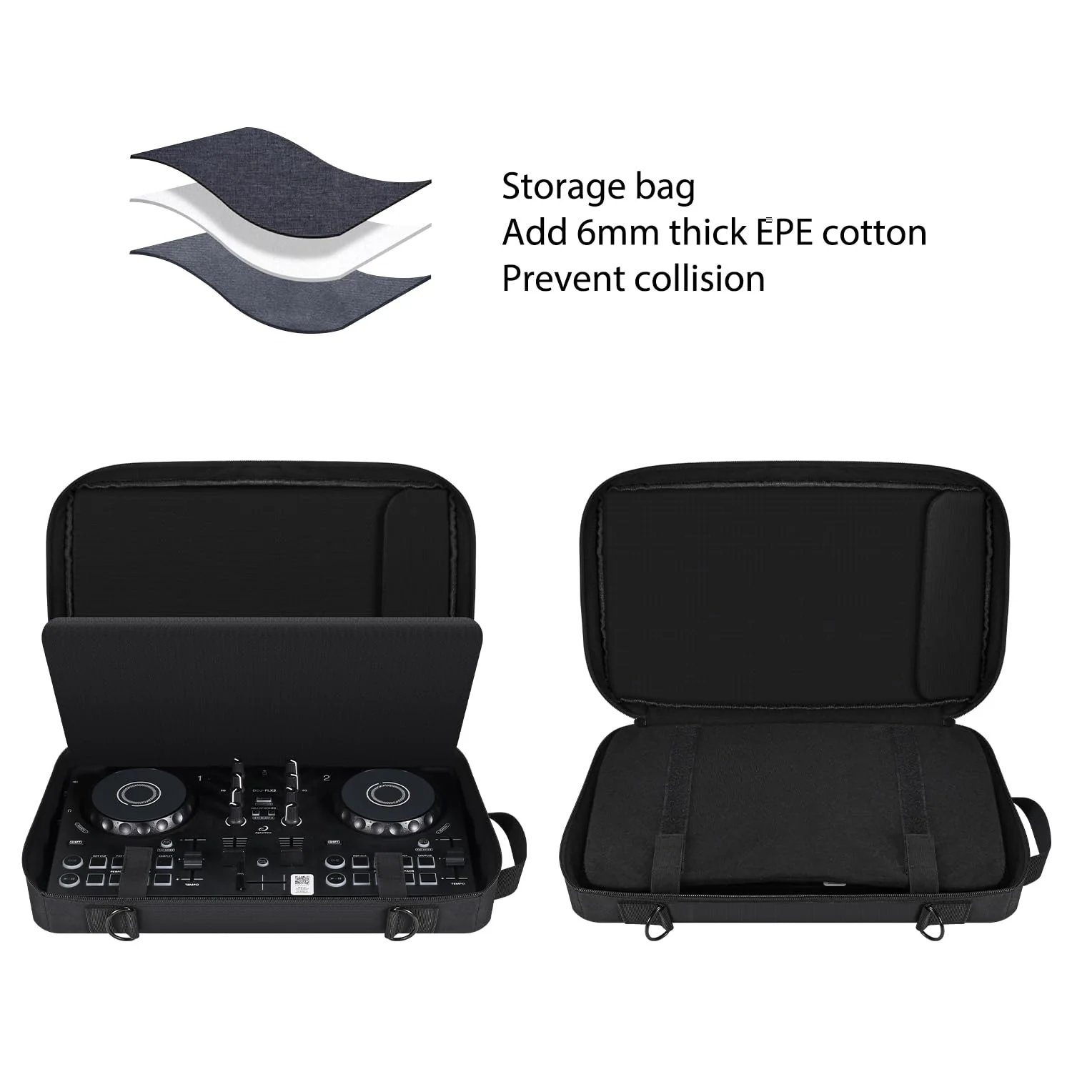 Suitable for AlphaTheta DDJ-FLX2, Pioneer DDJ-200/WeG04, Hercules Inpulse 200/MK2 and other models of disc players, portable adjustable shoulder strap must travel large capacity storage bag - Image 5