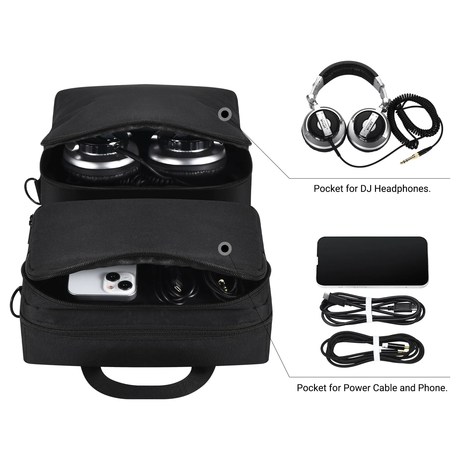 Suitable for AlphaTheta DDJ-FLX2, Pioneer DDJ-200/WeG04, Hercules Inpulse 200/MK2 and other models of disc players, portable adjustable shoulder strap must travel large capacity storage bag - Image 7