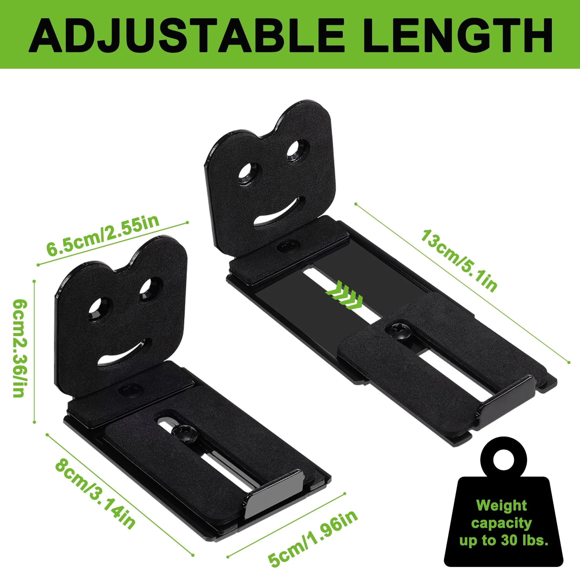 Suixing Adjustable Soundbar Mount, Universal Sound Bar Wall Brackets Works with Most Sound bar Mounts, Length Adjustable 3.4''-5.2'', Removable and Lockable Mounting Bracket(Curved) Black_3.4"-5.2" Length Adjustable 3.4"-5.2" - Image 2