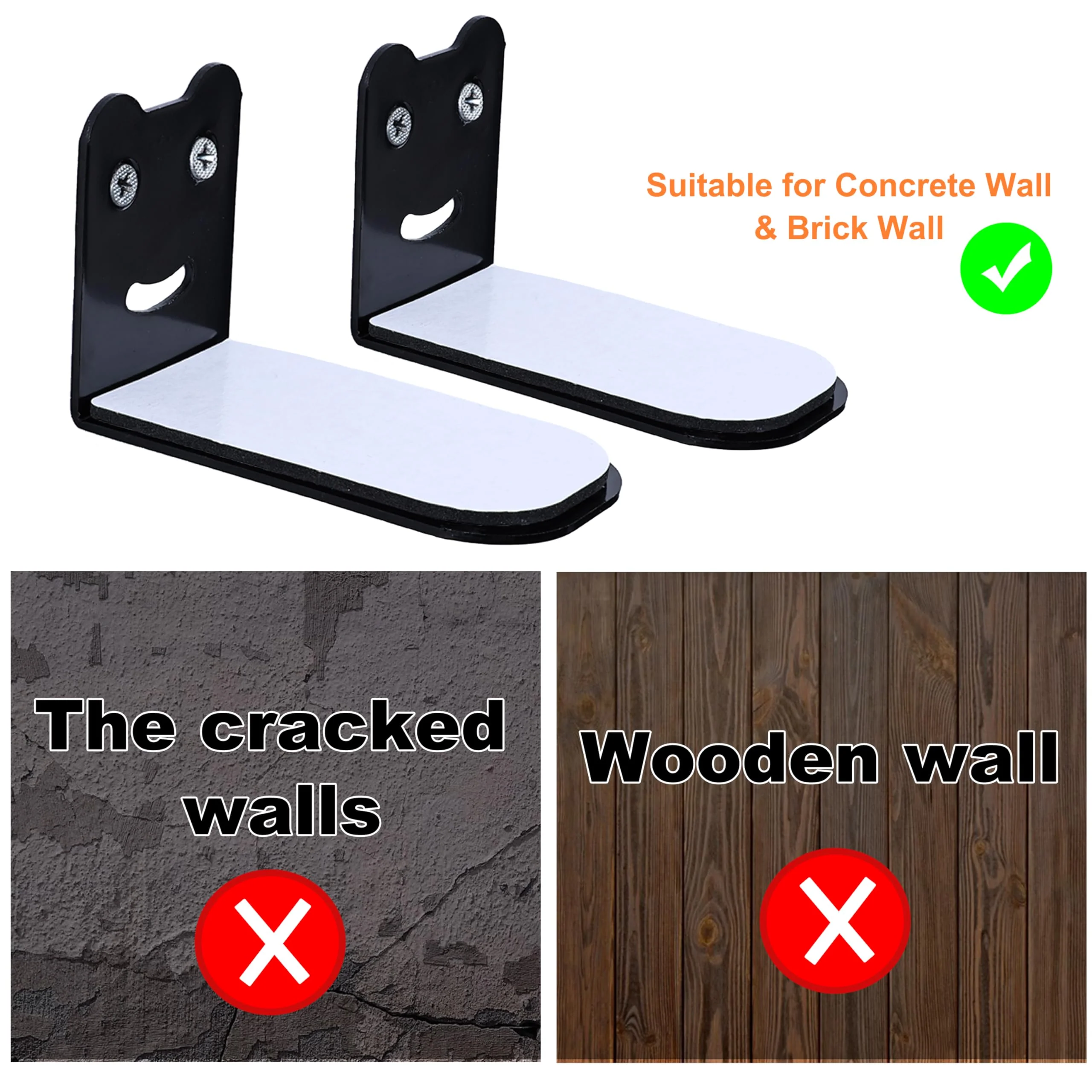 Suixing Sound Bar Mounts Universal Soundbar Wall Mount Bracket Kit for Most of Soundbars Wall Mount Shelf Mounting Brackets(Curved 3.54 INCH) Black_3.54" Length 3.54" - Image 5