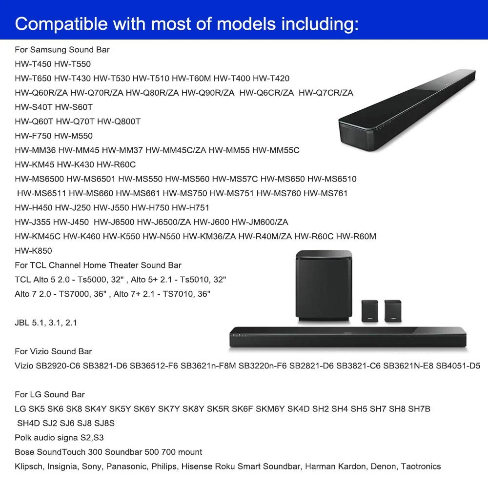 Suixing Sound Bar Mounts Universal Wall Mount Kit Mounting Bracket Compatible Most of Soundbars Wall Mount Brackets with Hardware Kit B-Black - Image 3