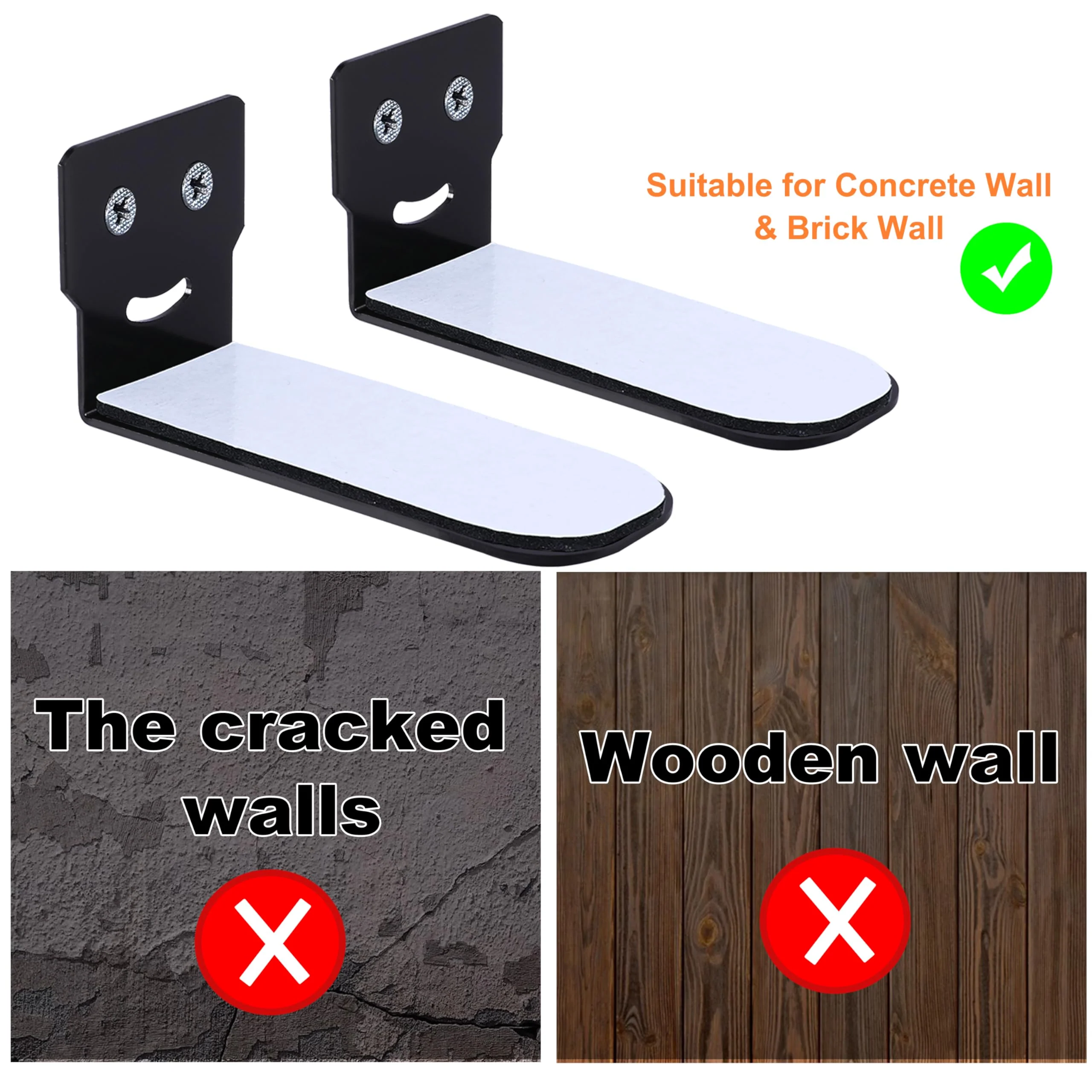 Suixing Universal Soundbar Wall Mount, Sound Bar Bracket for Most of Soundbars Max 30 lbs Anti-Drop Soundbar Wall Shelf(Square 4.72 INCH) Black_4.72" Length 4.72" - Image 5