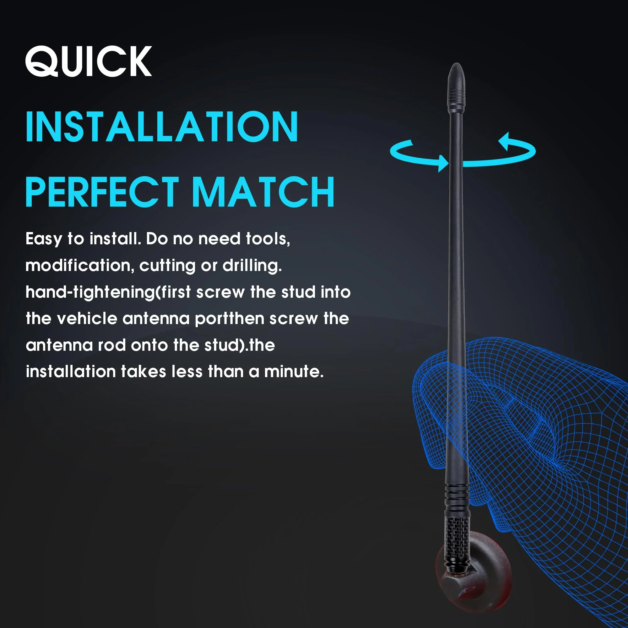 sukemichi 13 Inch Antenna for 1997-2006 Jeep Wrangler TJ, Highly Canductive Copper Internal Core, Perfect Replacement fit for Jeep TJ For Jeep Wrangler TJ - Image 3