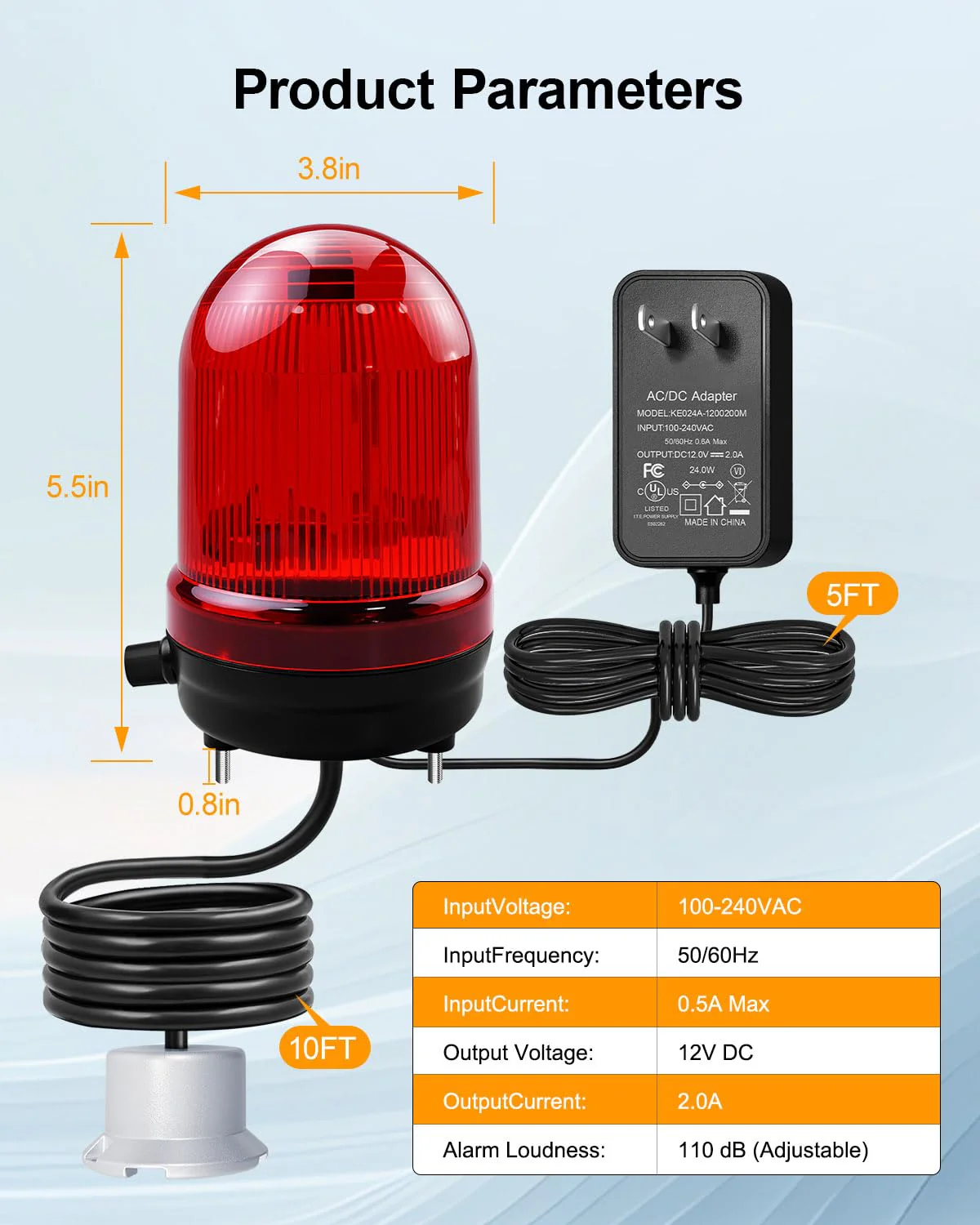 Sump Pump Alarm, High Water Leak Detection with 110dB Loud Alarm & LED Indicator, 10ft Probe Cable, DC 12V Safety Power, for Basements, Septic Tanks, Sumps, Indoor & Outdoor Warning Systems - Image 2