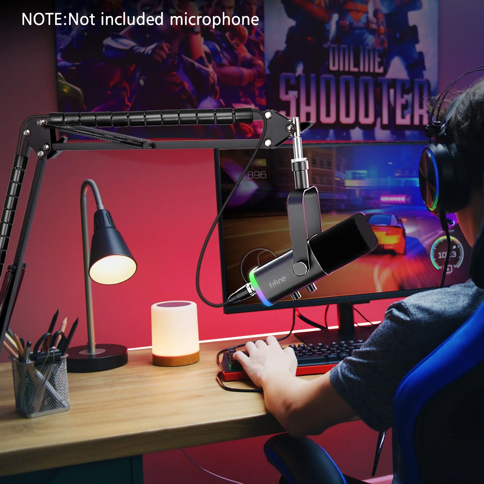 SUNMON Boom Arm - Metal Scissor Mic Boom Arm with 3/8'' to 5/8'' Adapter, K688 Microphone Stand with Cable Sleeve FIFINE XLR/USB Dynamic Microphone Boom Arm - Image 5