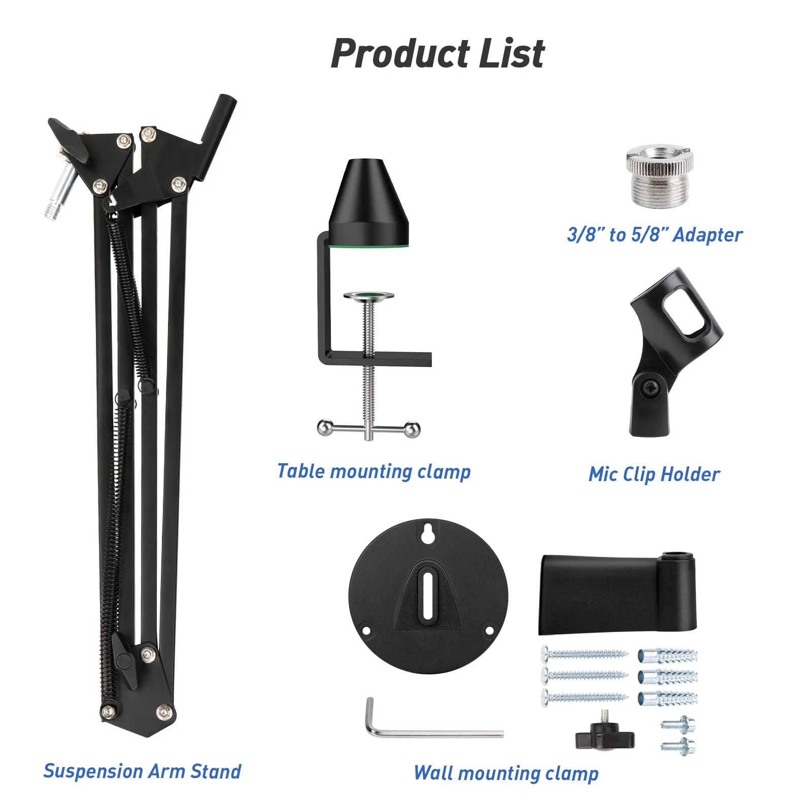 SUNMON Microphone Wall Mount and Metal Table Mounting Clamp, Universal Microphone Boom Arm Stand Compatible with HyperX QuadCast, Blue Yeti, Blue Snowball, Shure SM58 Microphone - Image 4