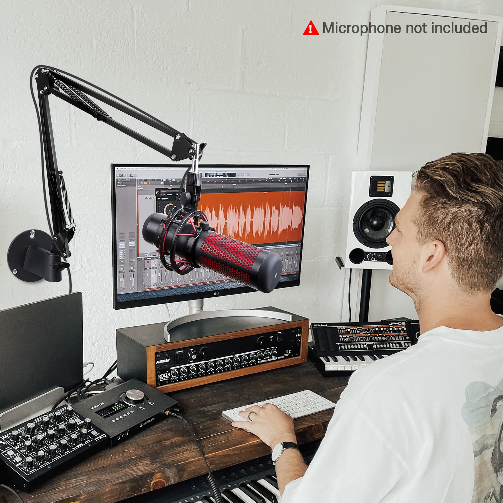 SUNMON Microphone Wall Mount and Metal Table Mounting Clamp, Universal Microphone Boom Arm Stand Compatible with HyperX QuadCast, Blue Yeti, Blue Snowball, Shure SM58 Microphone - Image 5