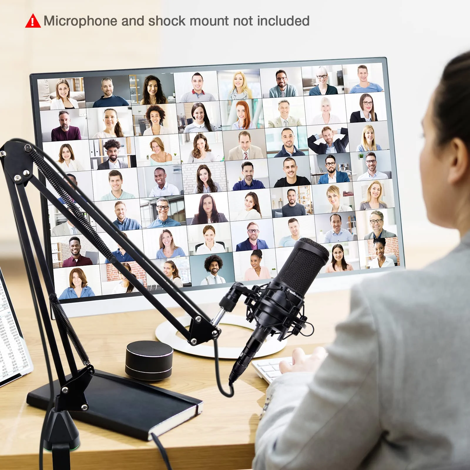 SUNMON Microphone Wall Mount and Metal Table Mounting Clamp, Universal Microphone Boom Arm Stand Compatible with HyperX QuadCast, Blue Yeti, Blue Snowball, Shure SM58 Microphone - Image 6