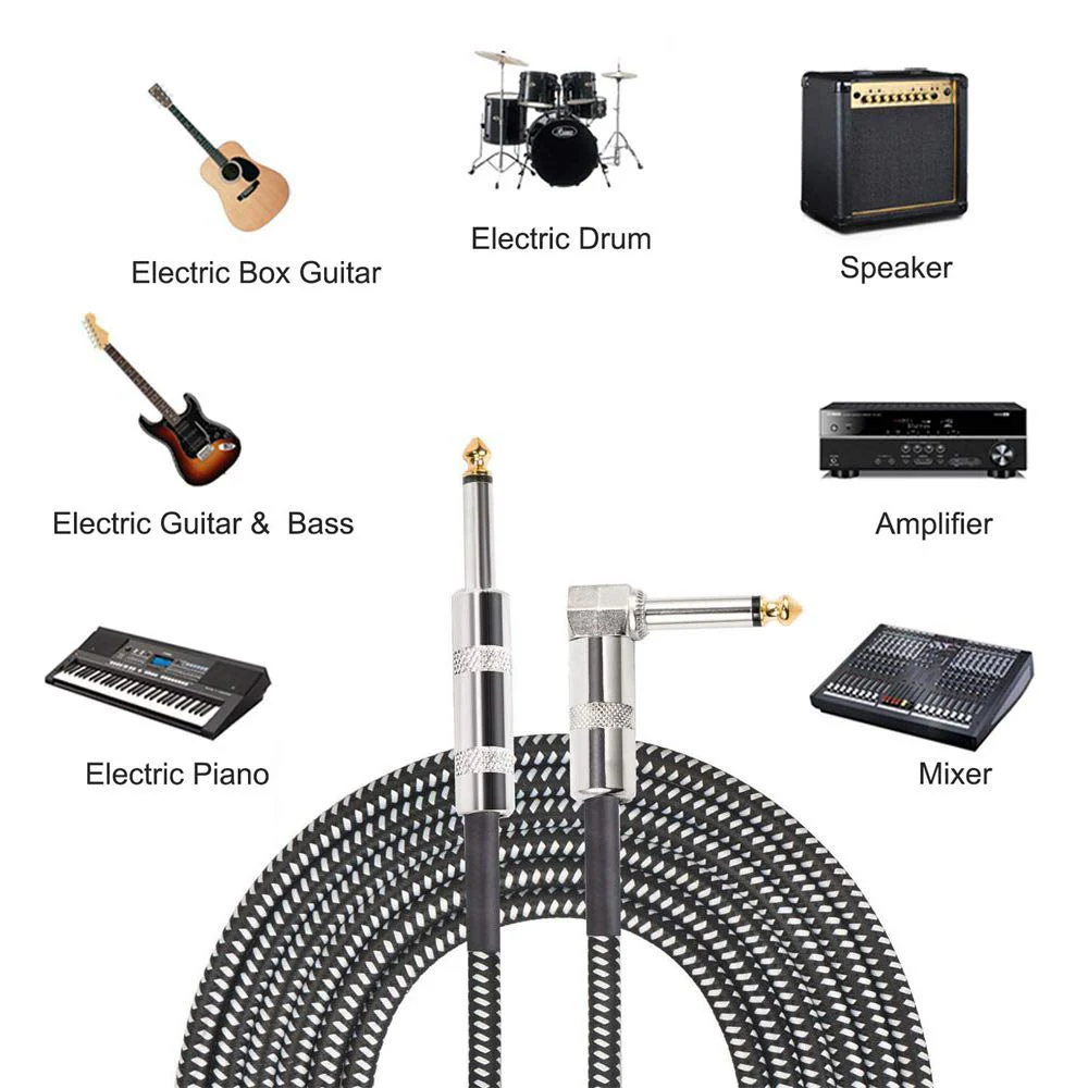 SUNYIN Amp Cord for Electric Guitar,30-Feet Acoustic Guitar Cable,Straight to Right Angle Guitar Amp Cord with Gold Plated 3.5mm&6.5mm Stereo Adapter,Audio Cable,4 Picks 30-Feet - Image 7