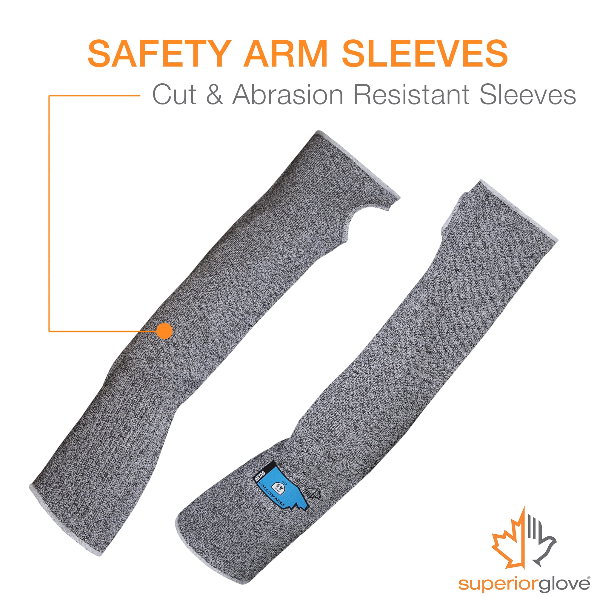 Superior Glove KTAG1T18T TenActivTM Grey Stay-Cool Cut-Resistant Sleeve 18" Length (Medium, With Thumbhole) Medium - Image 3