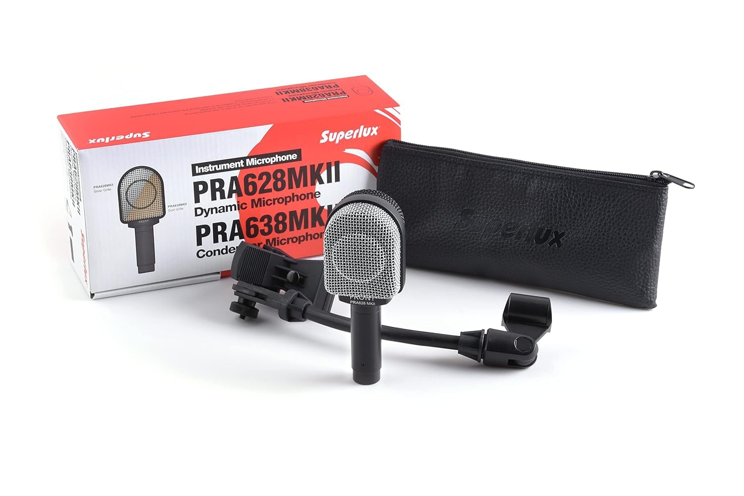 Superlux PRA628MKII Professional Dynamic Instrument Microphone, Wired Super-Cardioid Mic for Guitar/Bass Amps & Live Sound. Recording for Studio and Live Performance, Road-Ready with Clamp & Bag - Image 3