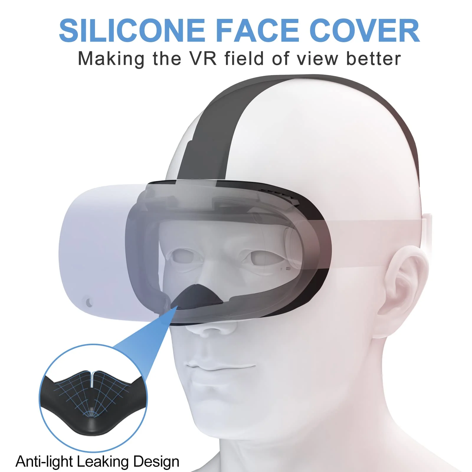 SUPERUS Head Strap & Silicone Face Cover Pad Compatible with Oculus/Meta Quest 2 Accessories, Enhanced Comfort, and Keep Your VR Headset Sweat-Free (Black) Head Strap + Face Cover - Image 7