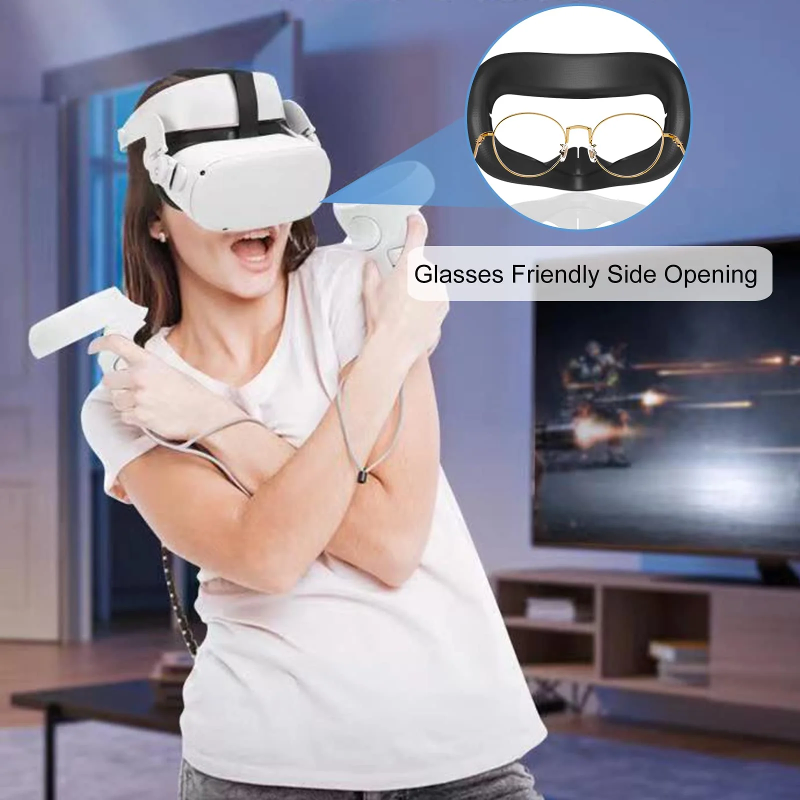 SUPERUS Head Strap & Silicone Face Cover Pad Compatible with Oculus/Meta Quest 2 Accessories, Enhanced Comfort, and Keep Your VR Headset Sweat-Free (Black) Head Strap + Face Cover - Image 8
