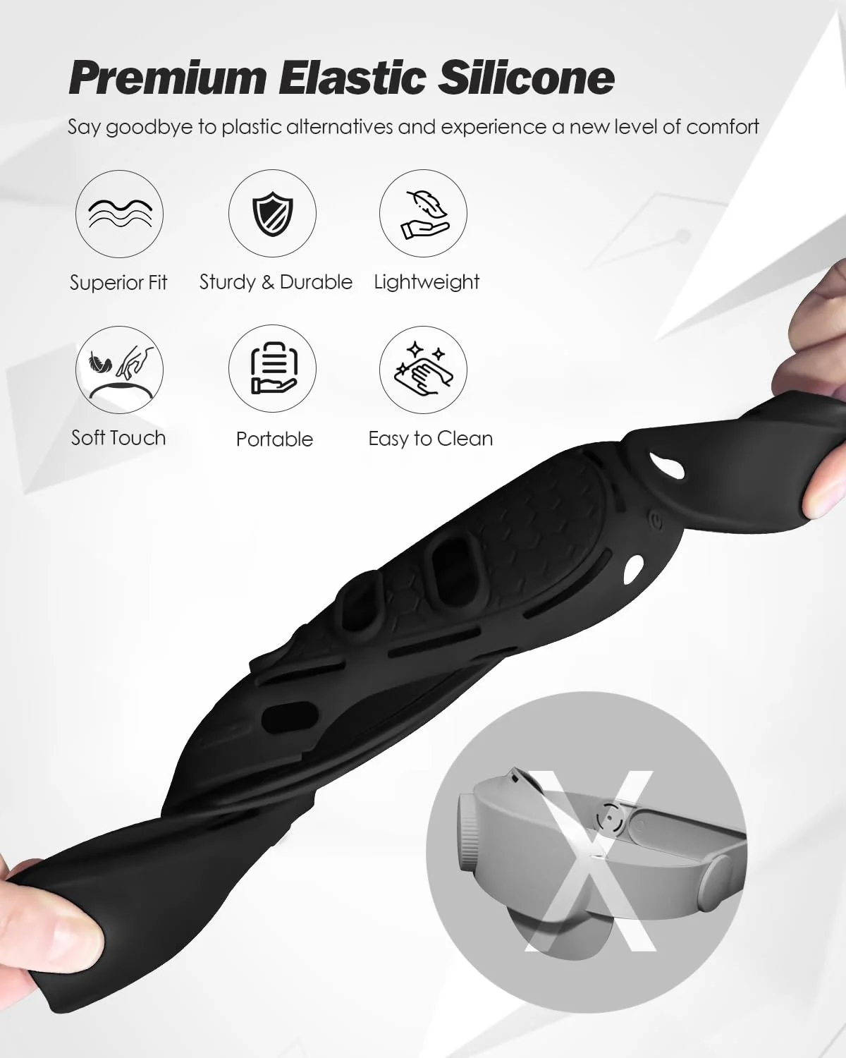 SUPERUS Silicone Head Strap & Protector Cover for Meta/Oculus Quest 3 Accessories - Latest All-in-One Design, Adjustable Lightweight Elite Strap Replacement Compatible with Meta/Oculus Quest 3 - Image 4