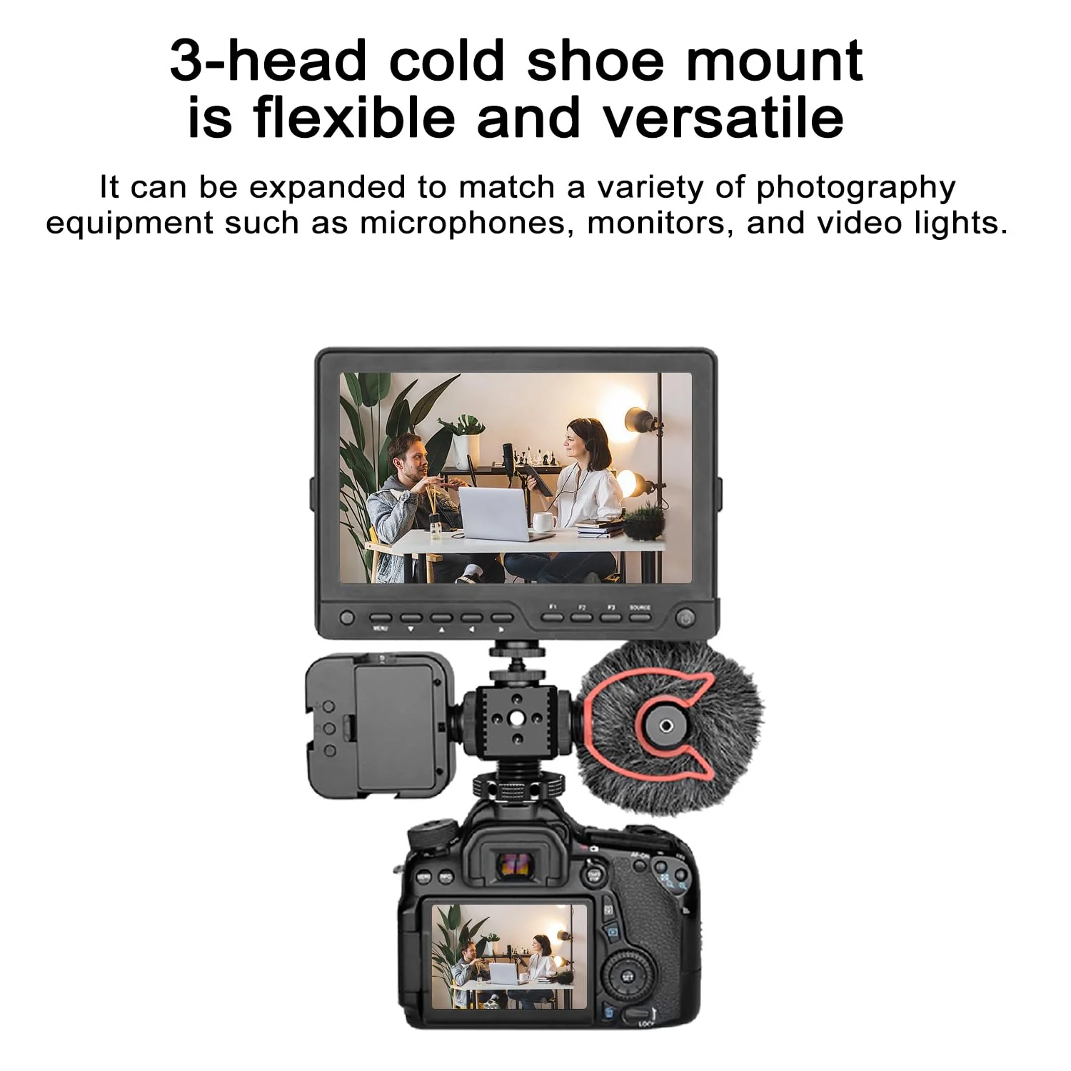 Suptig 3 Port Cold Shoe Mount with 1/4"-20 Thread for Camera Cage Flash LED Monitor Microphone etc. - Image 2